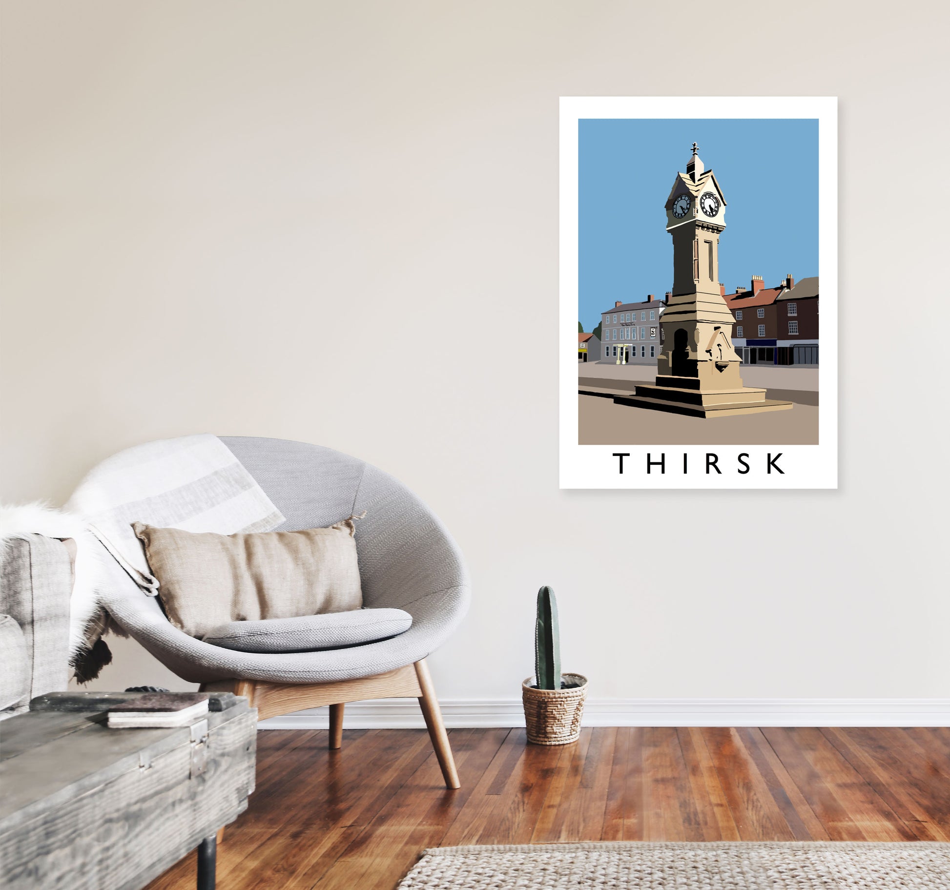 Thirsk by Richard O'Neill Yorkshire Art Print, Vintage Travel Poster A1 Black Frame