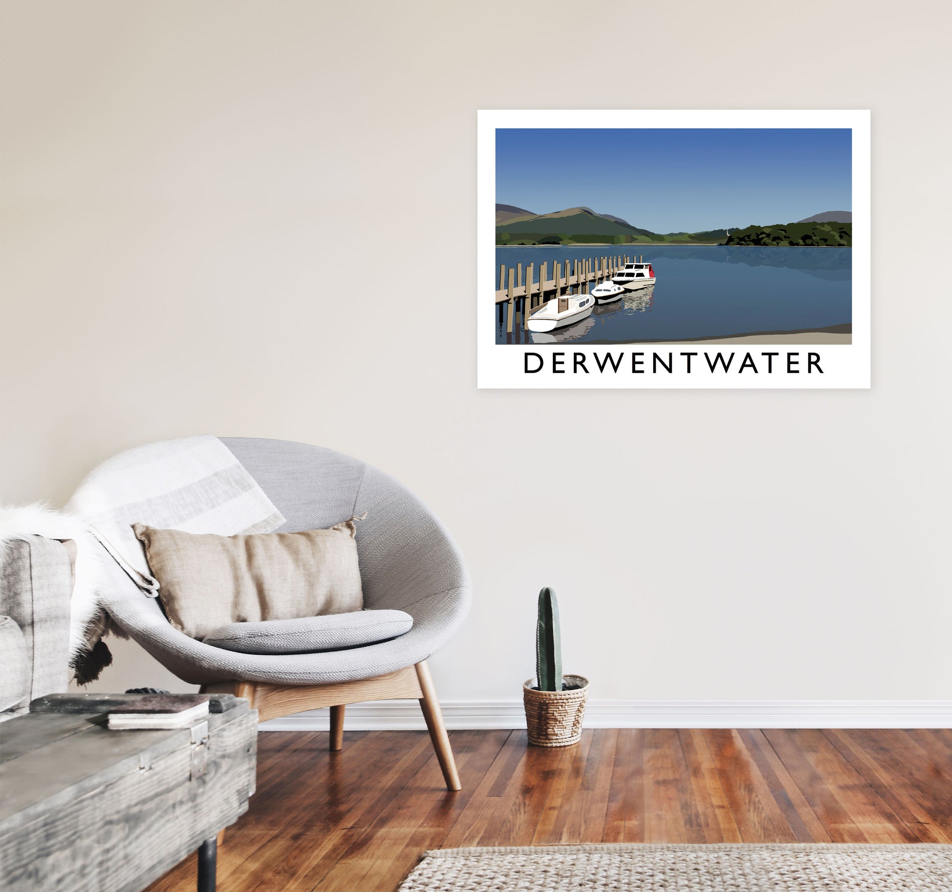 Derwent Water by Richard O'Neill A1 Black Frame