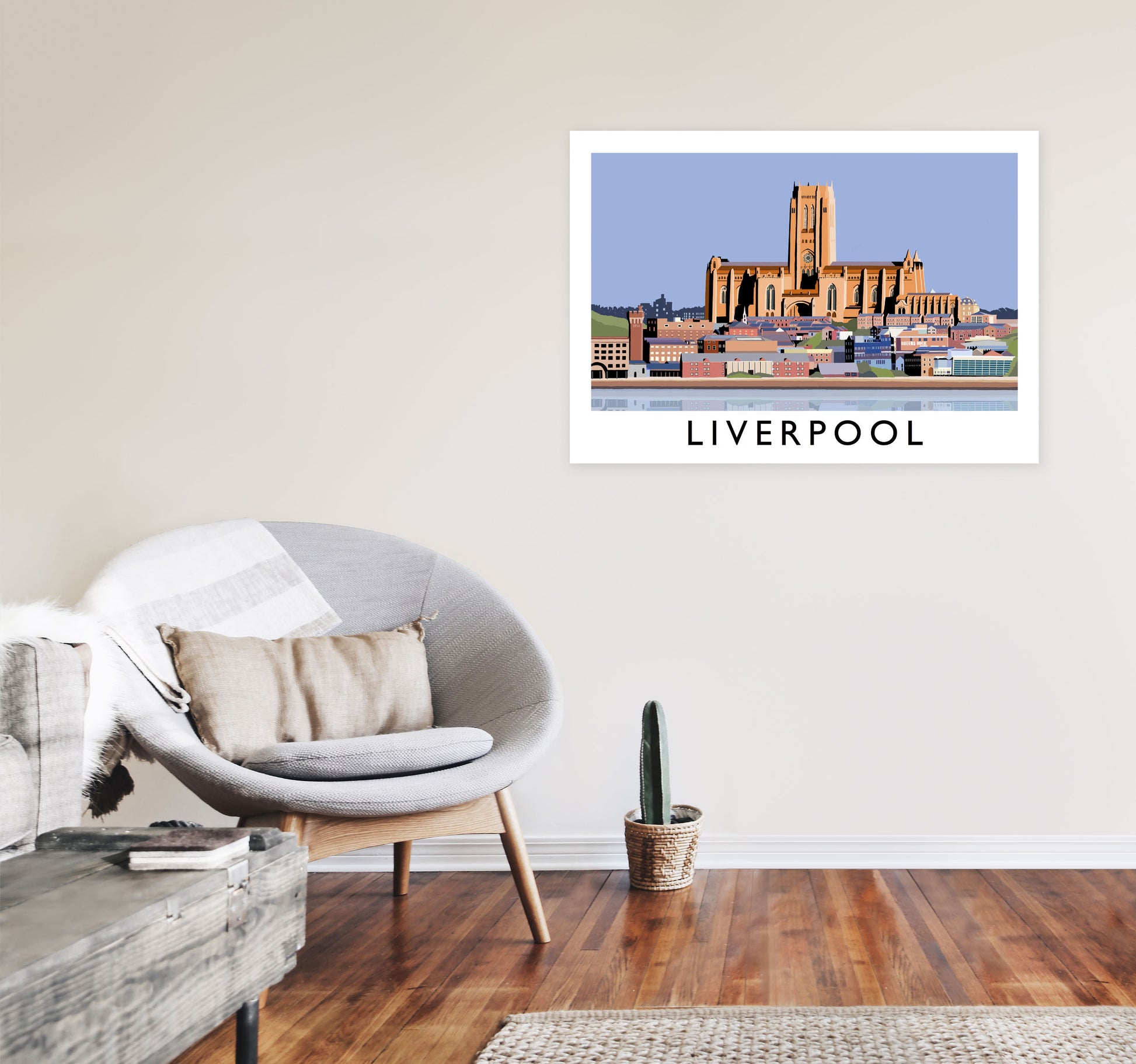 Liverpool Framed Digital Art Print by Richard O'Neill A1 Black Frame