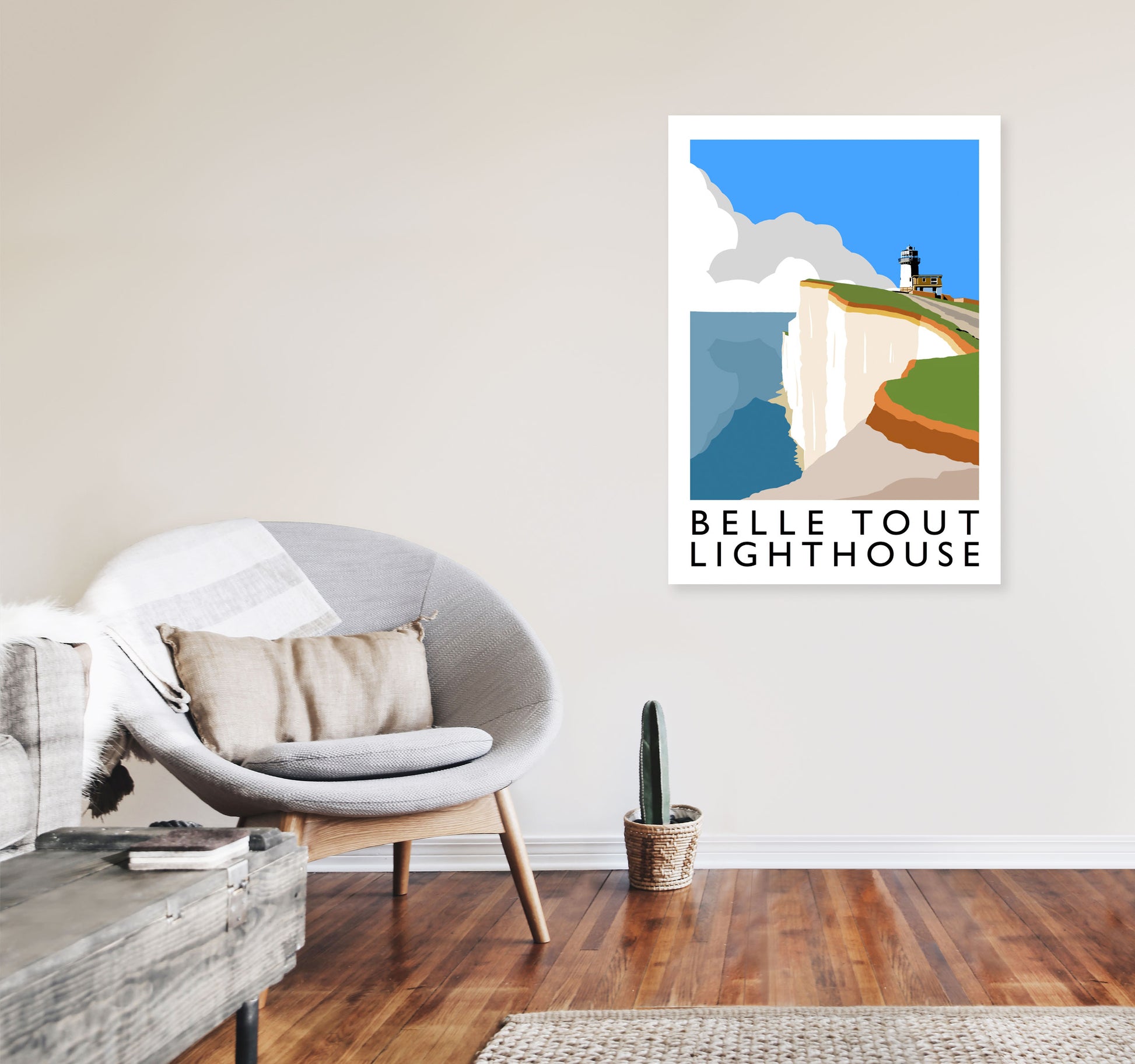 Belle Tout Lighthouse Framed Digital Art Print by Richard O'Neill A1 Black Frame