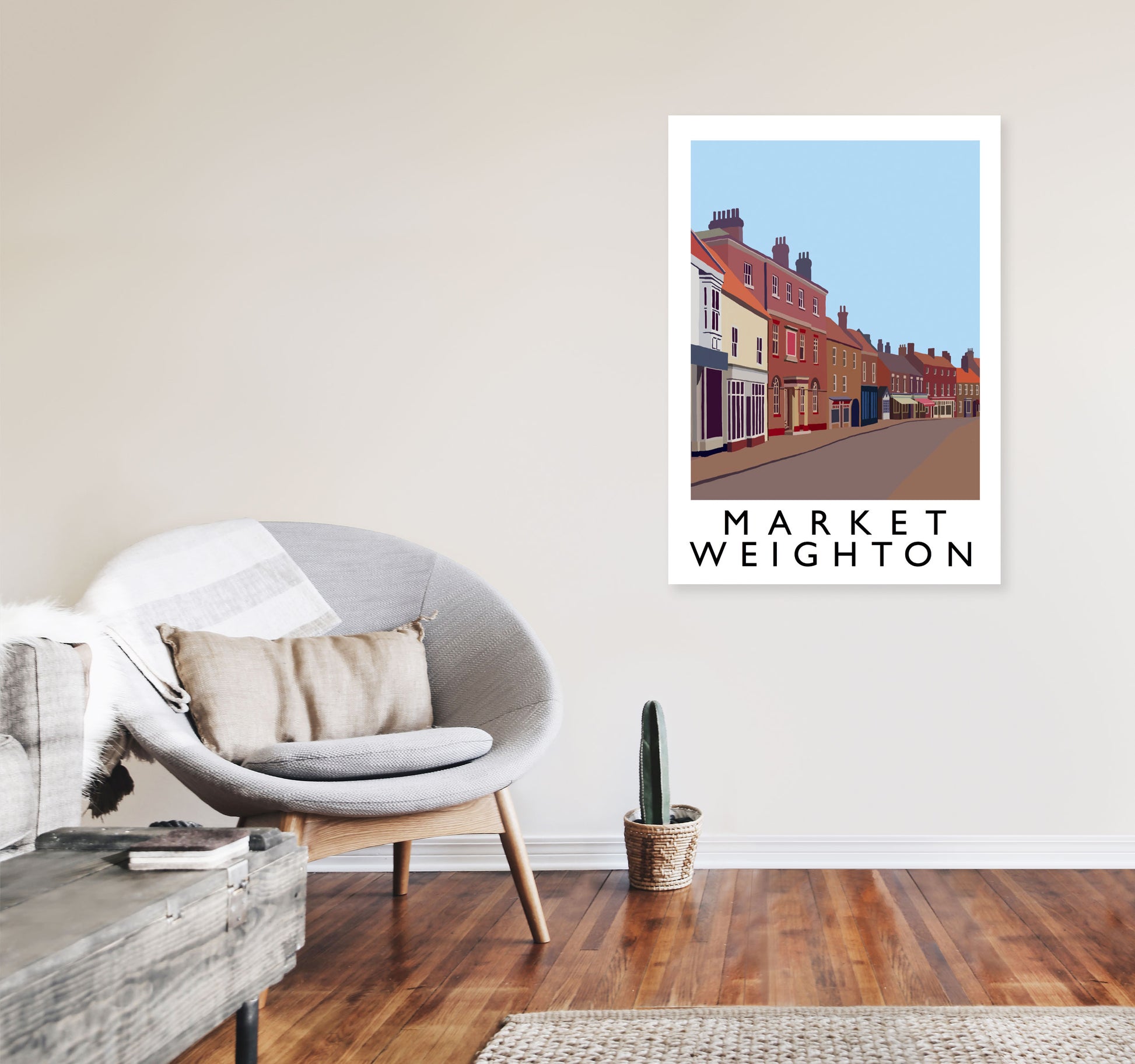 Market Weighton by Richard O'Neill Yorkshire Art Print, Vintage Travel Poster A1 Black Frame