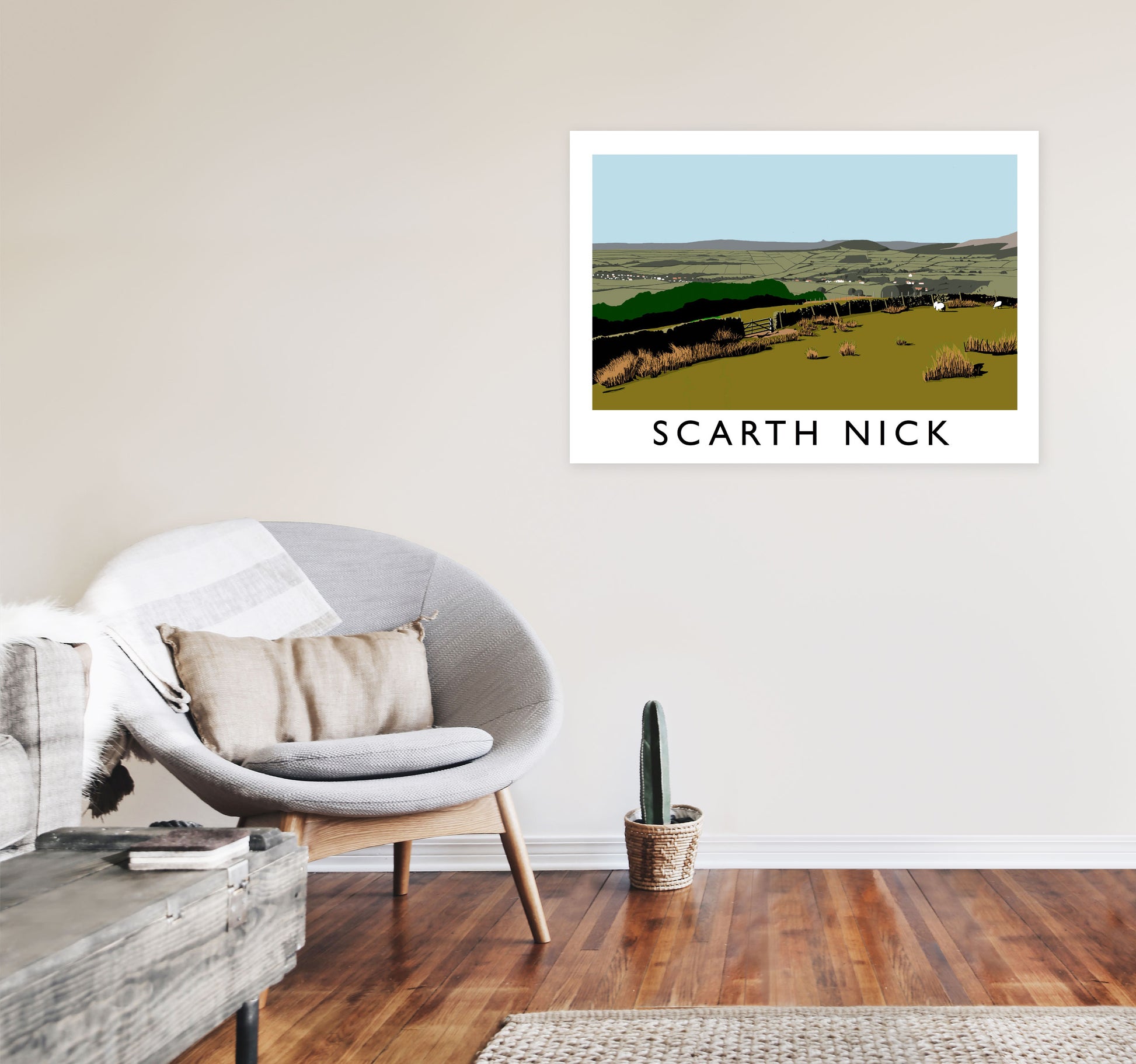 Scarth Nick by Richard O'Neill Yorkshire Art Print, Vintage Travel Poster A1 Black Frame