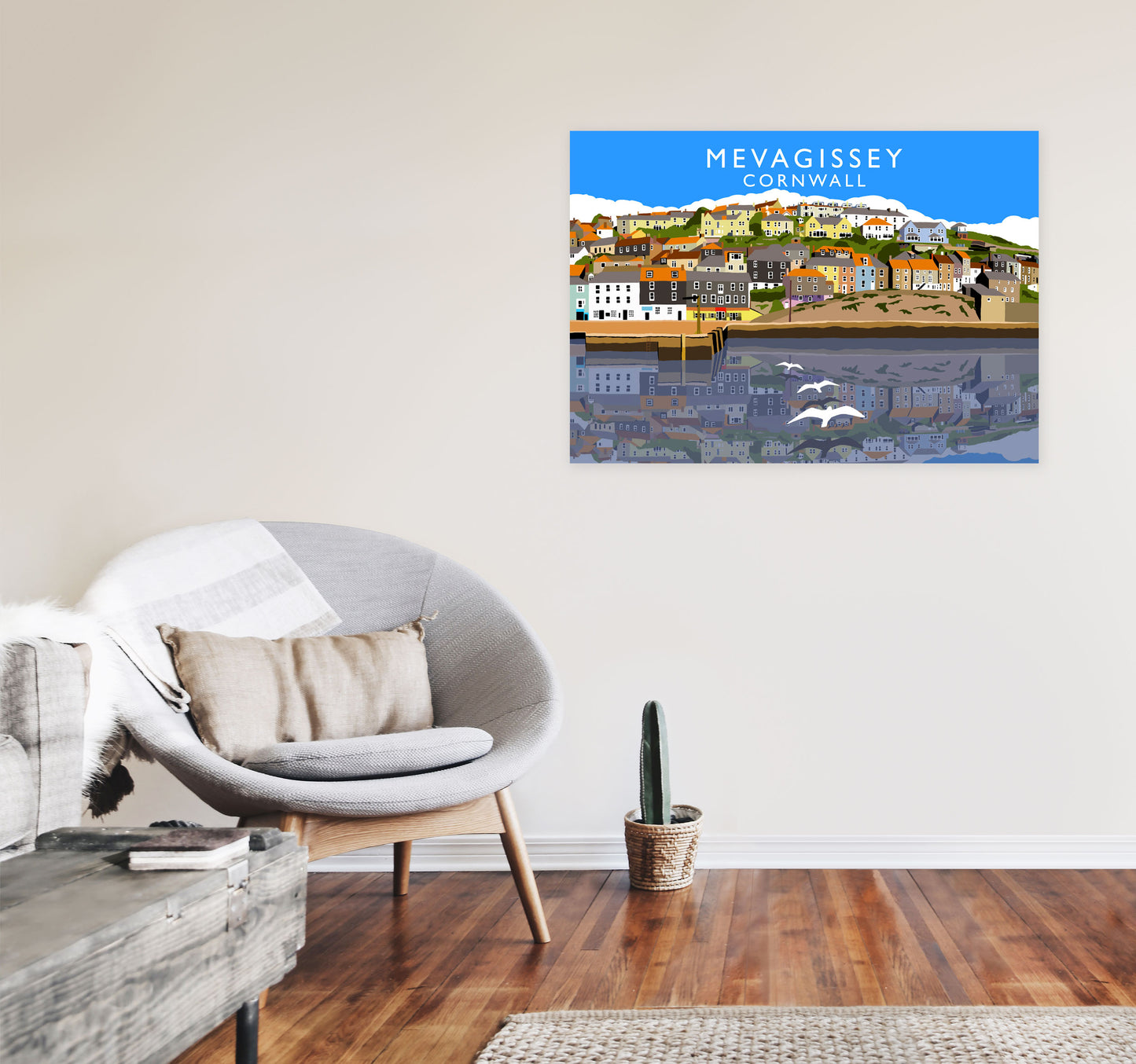 Mevagissey Cornwall Framed Digital Art Print by Richard O'Neill A1 Black Frame