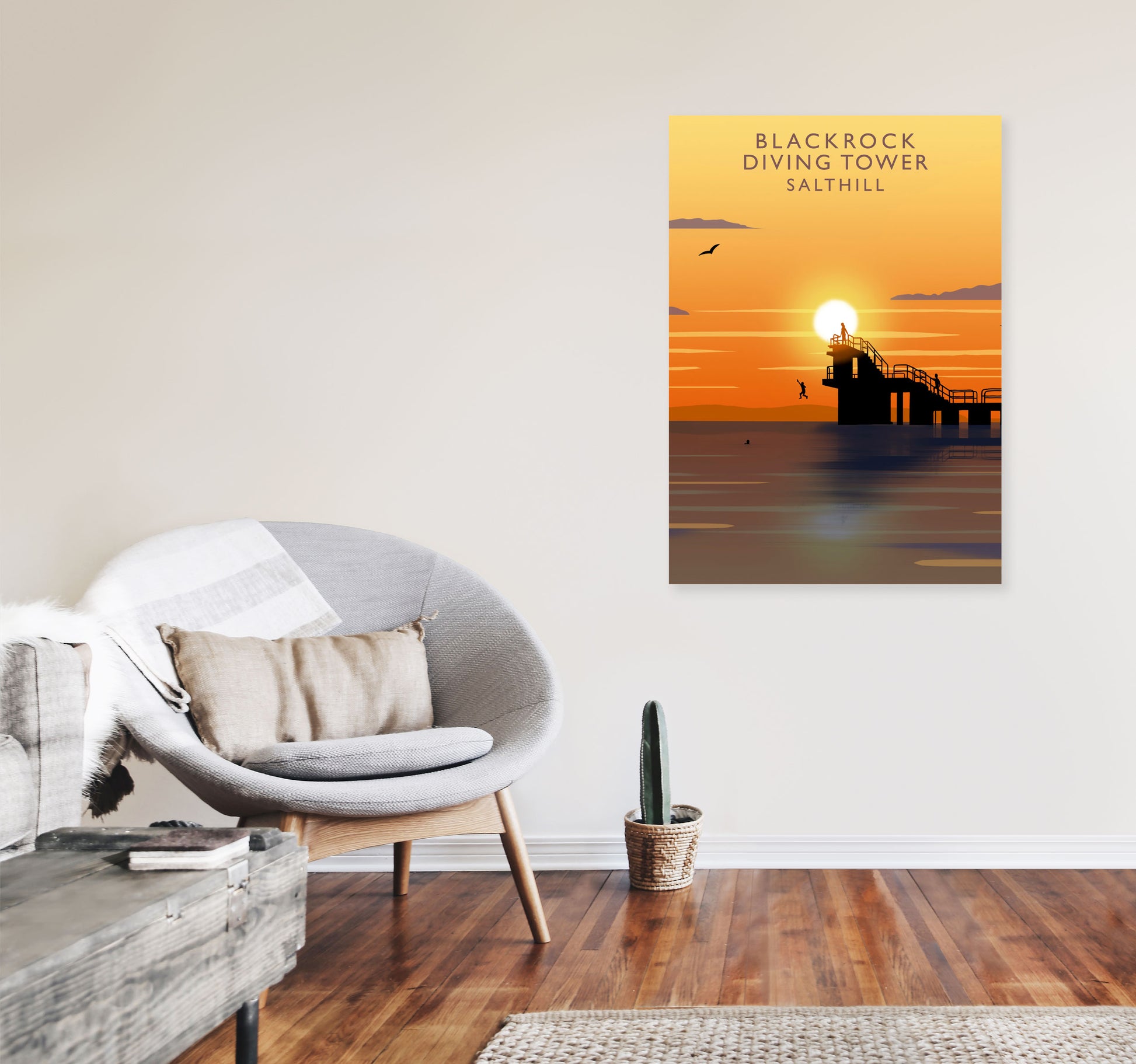 Blackrock Diving Tower (Sunset) (Portrait) by Richard O'Neill A1 Black Frame