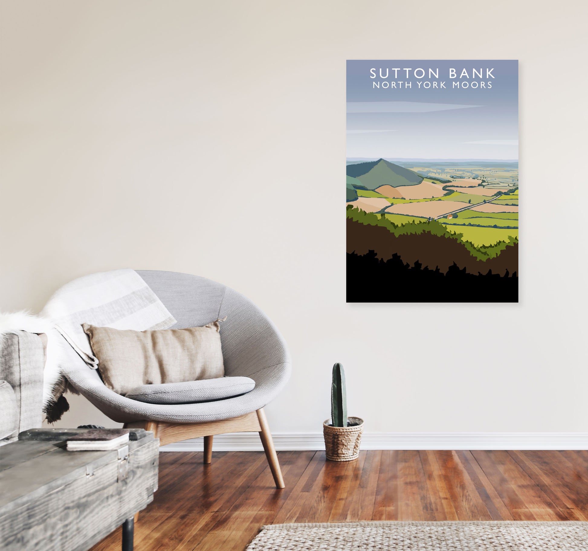 Sutton Bank (Portrait) by Richard O'Neill Yorkshire Art Print, Travel Poster A1 Black Frame
