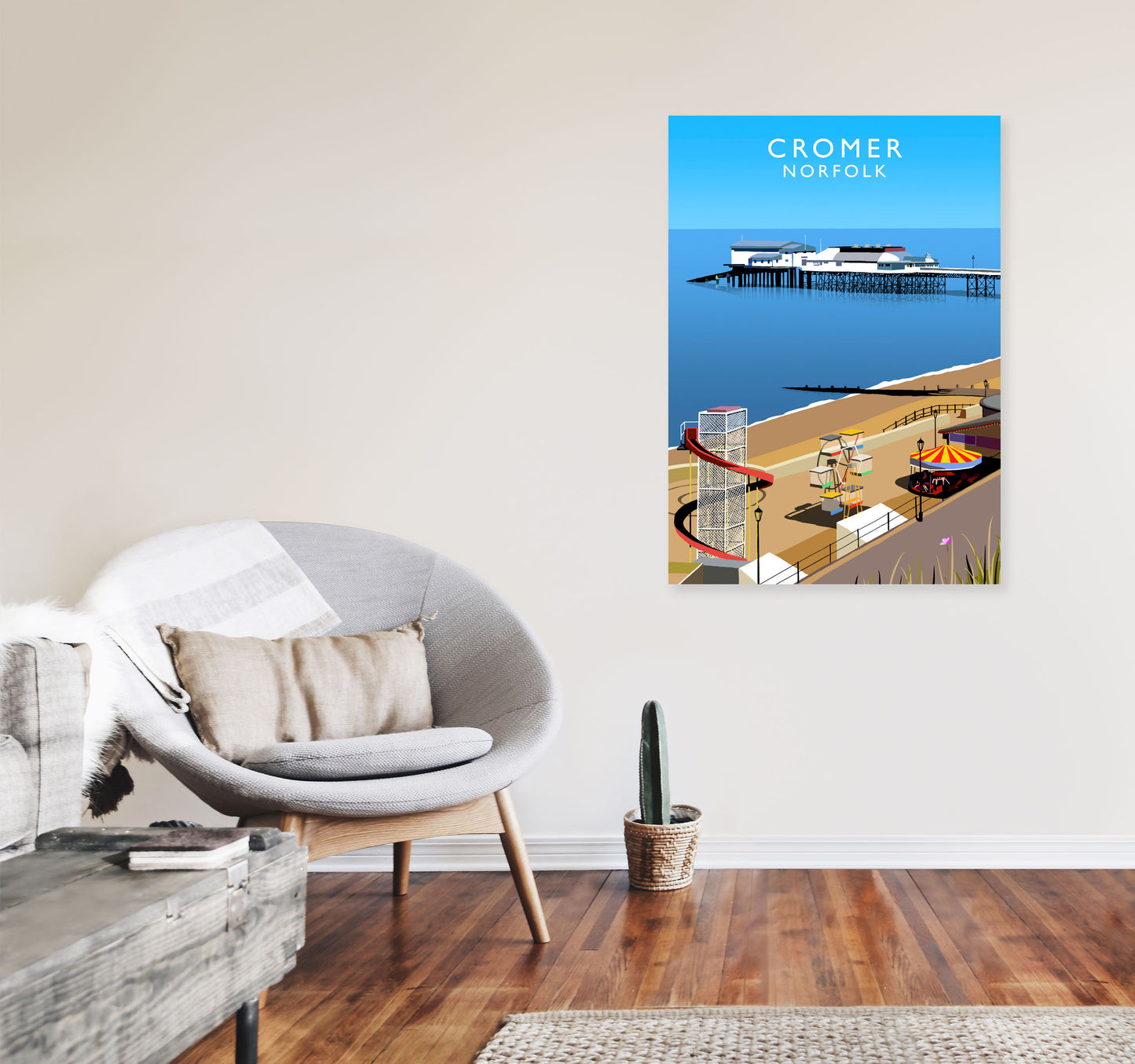 Cromer Norfolk Framed Digital Art Print by Richard O'Neill A1 Black Frame