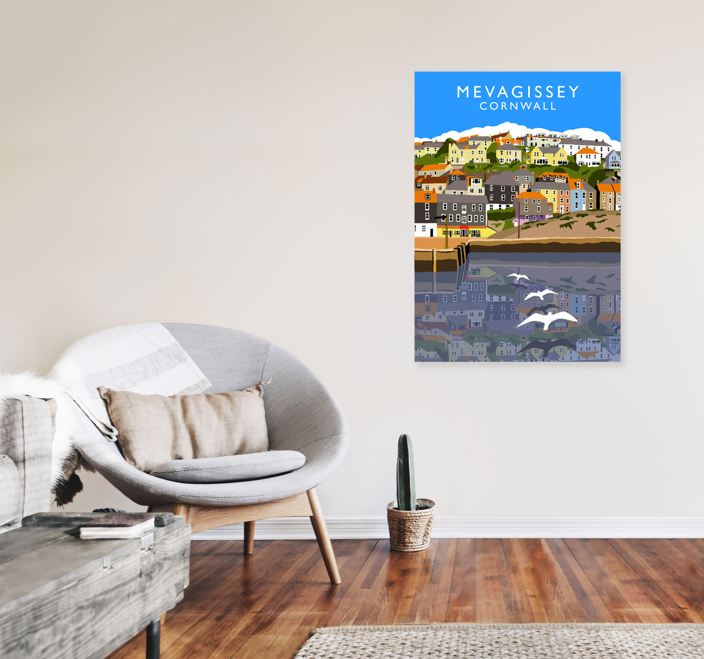 Mevagissey Cornwall Framed Digital Art Print by Richard O'Neill A1 Black Frame