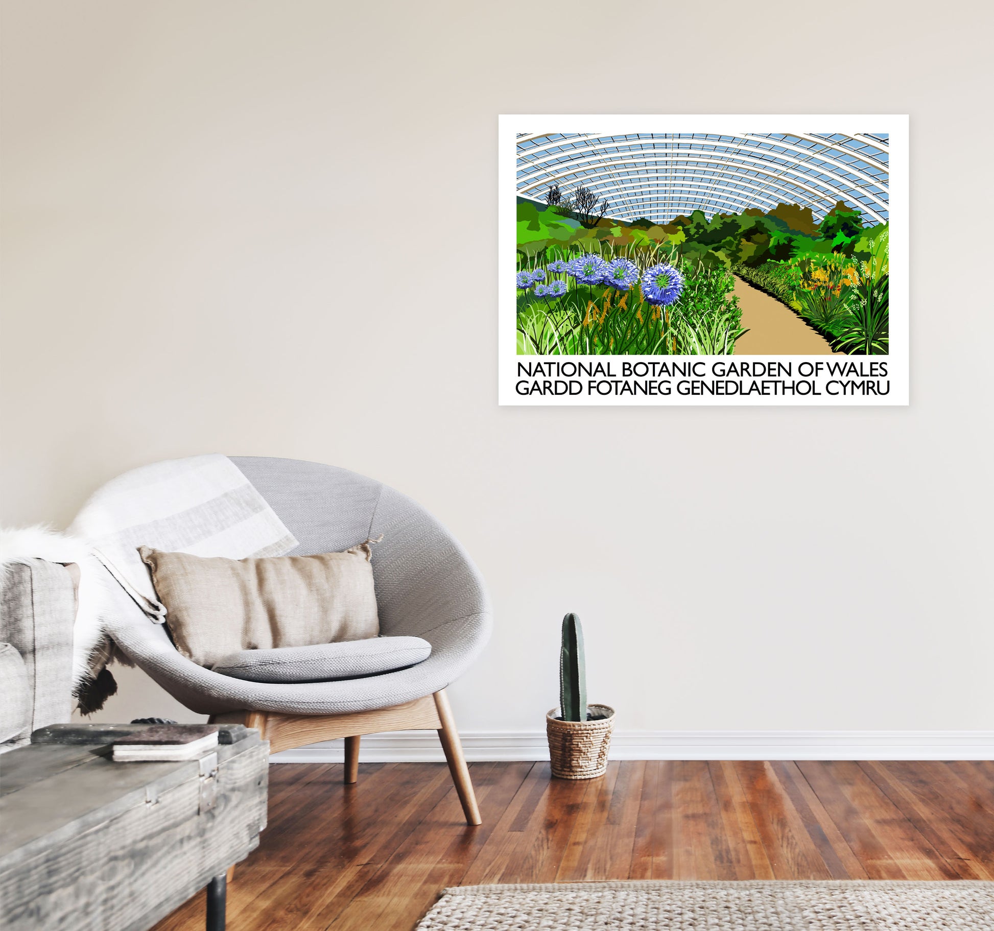 National Botanic Garden of Wales Travel Art Print by Richard O'Neill A1 Black Frame