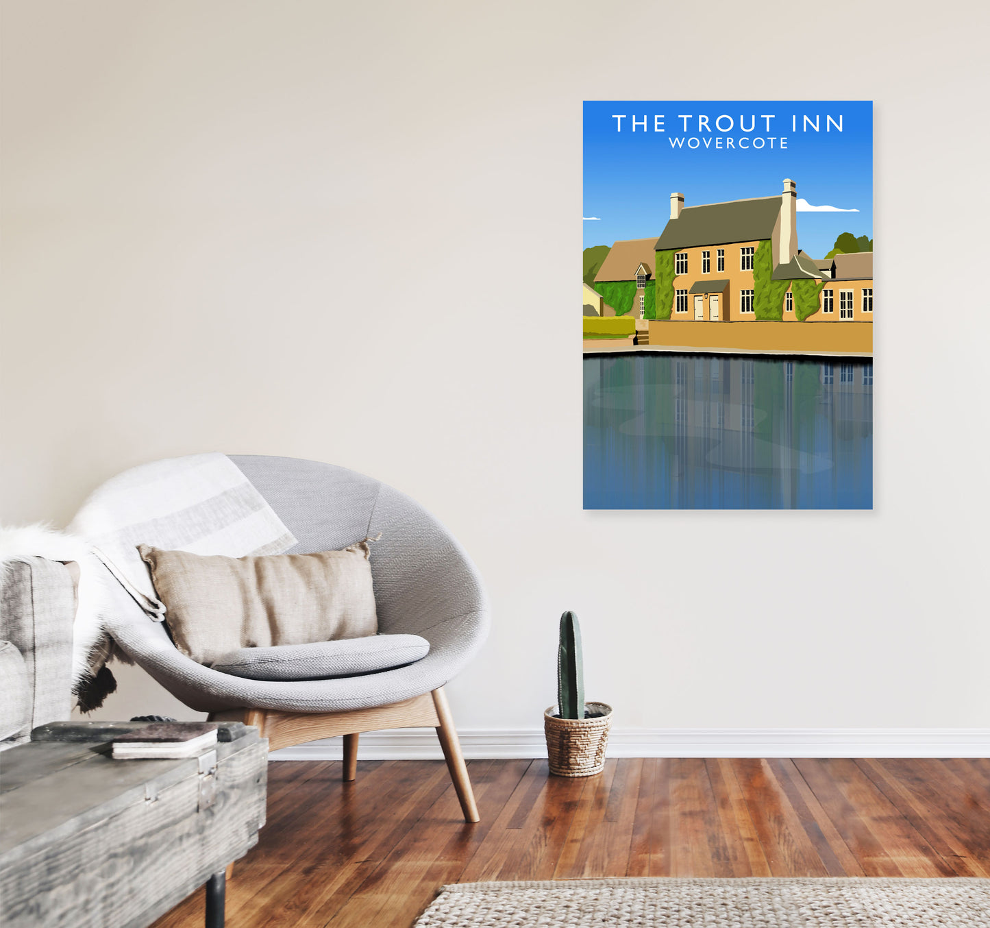 The Trout Inn Wolvercote Travel Art Print by Richard O'Neill A1 Black Frame