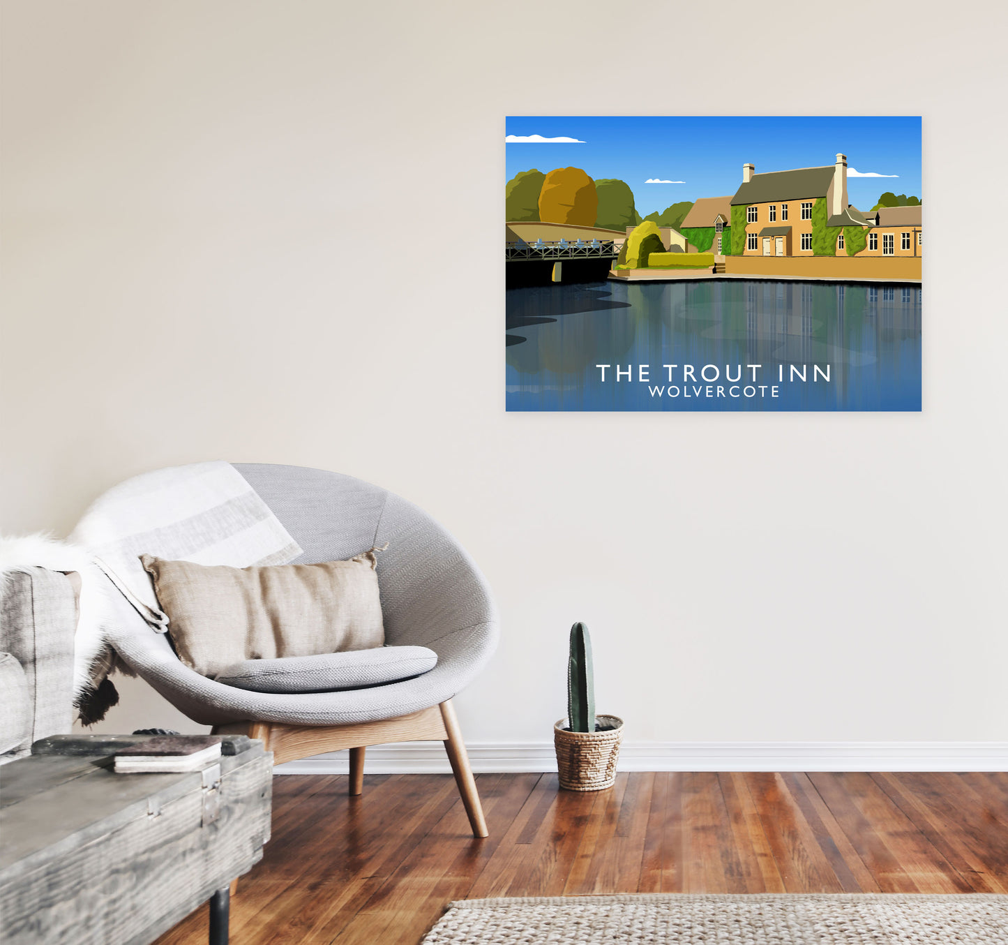 The Trout Inn Wolvercote Travel Art Print by Richard O'Neill A1 Black Frame