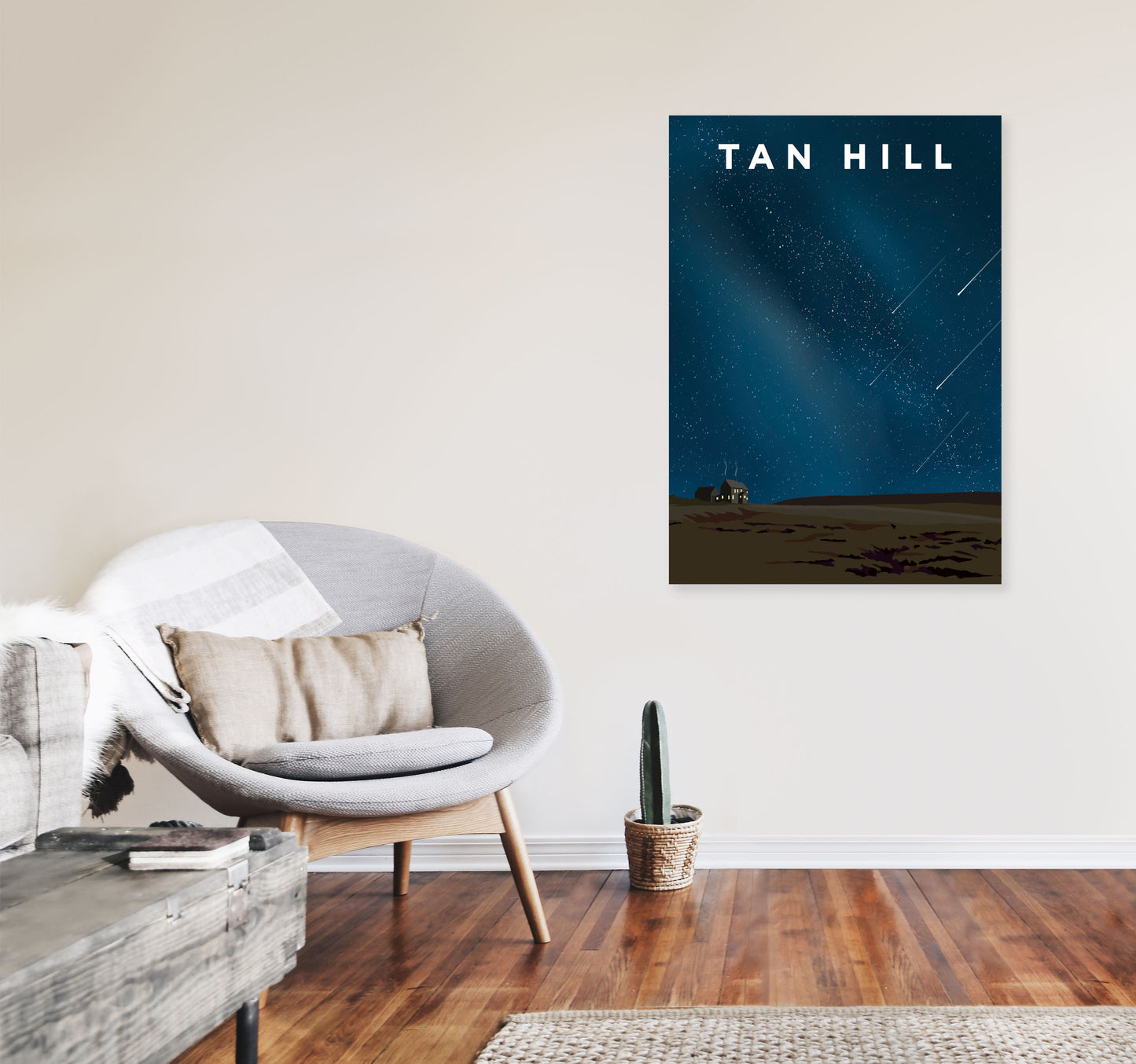 Tan Hill Travel Art Print by Richard O'Neill, Framed Wall Art A1 Black Frame