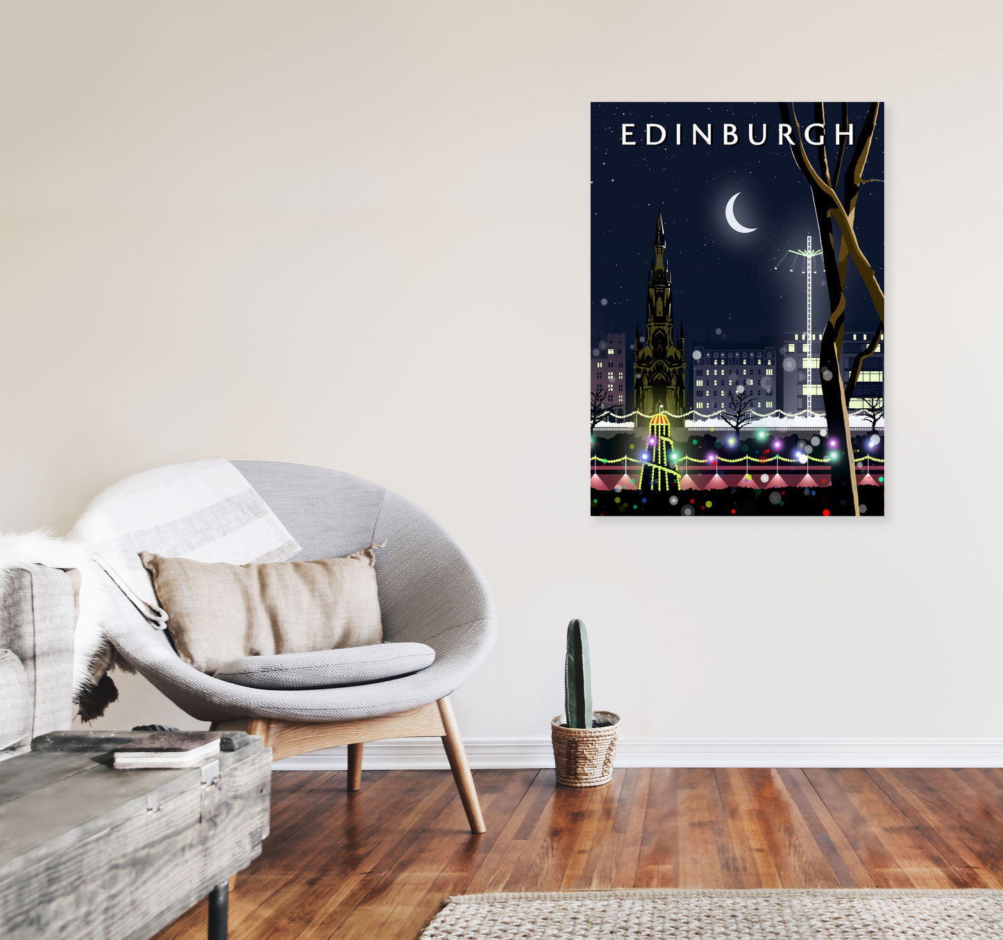 Edinburgh Night Portrait by Richard O'Neill A1 Black Frame