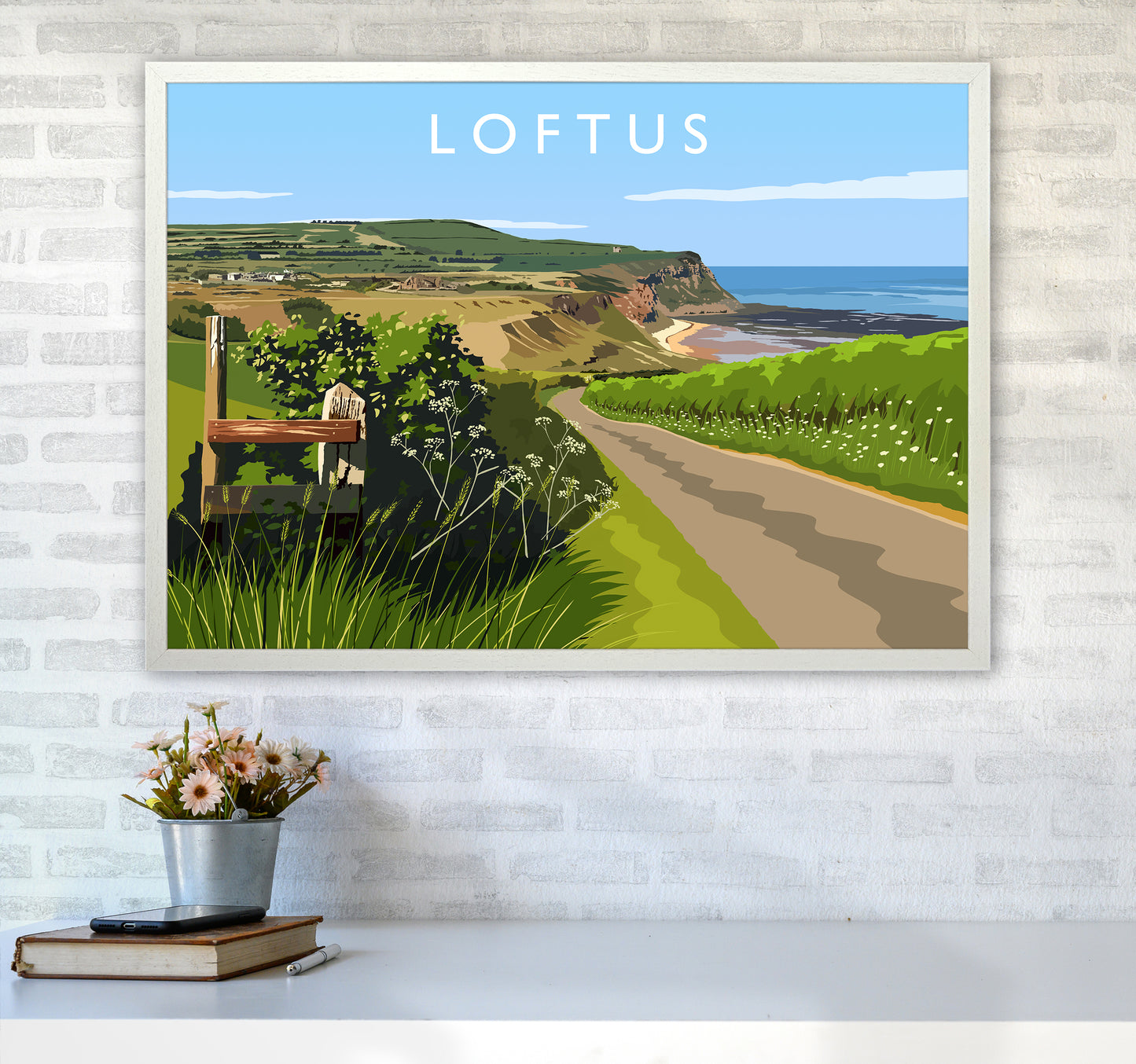 Loftus Travel Art Print by Richard O'Neill A1 Oak Frame
