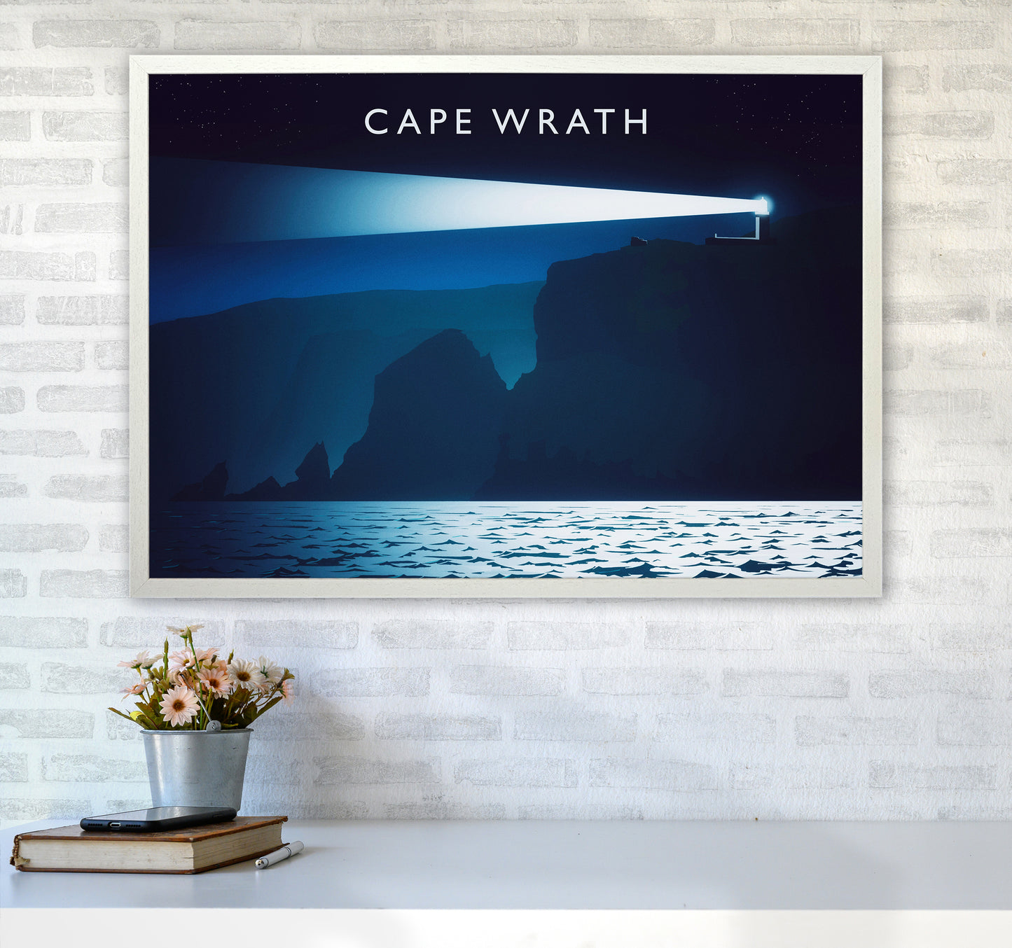Cape Wrath Travel Art Print by Richard O'Neill A1 Oak Frame