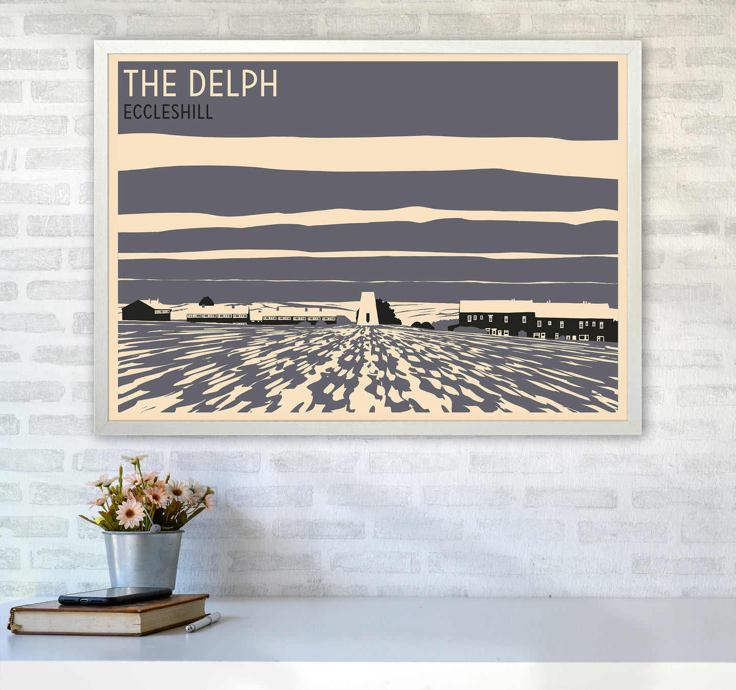The Delph, Eccleshill Travel Art Print by Richard O'Neill A1 Oak Frame
