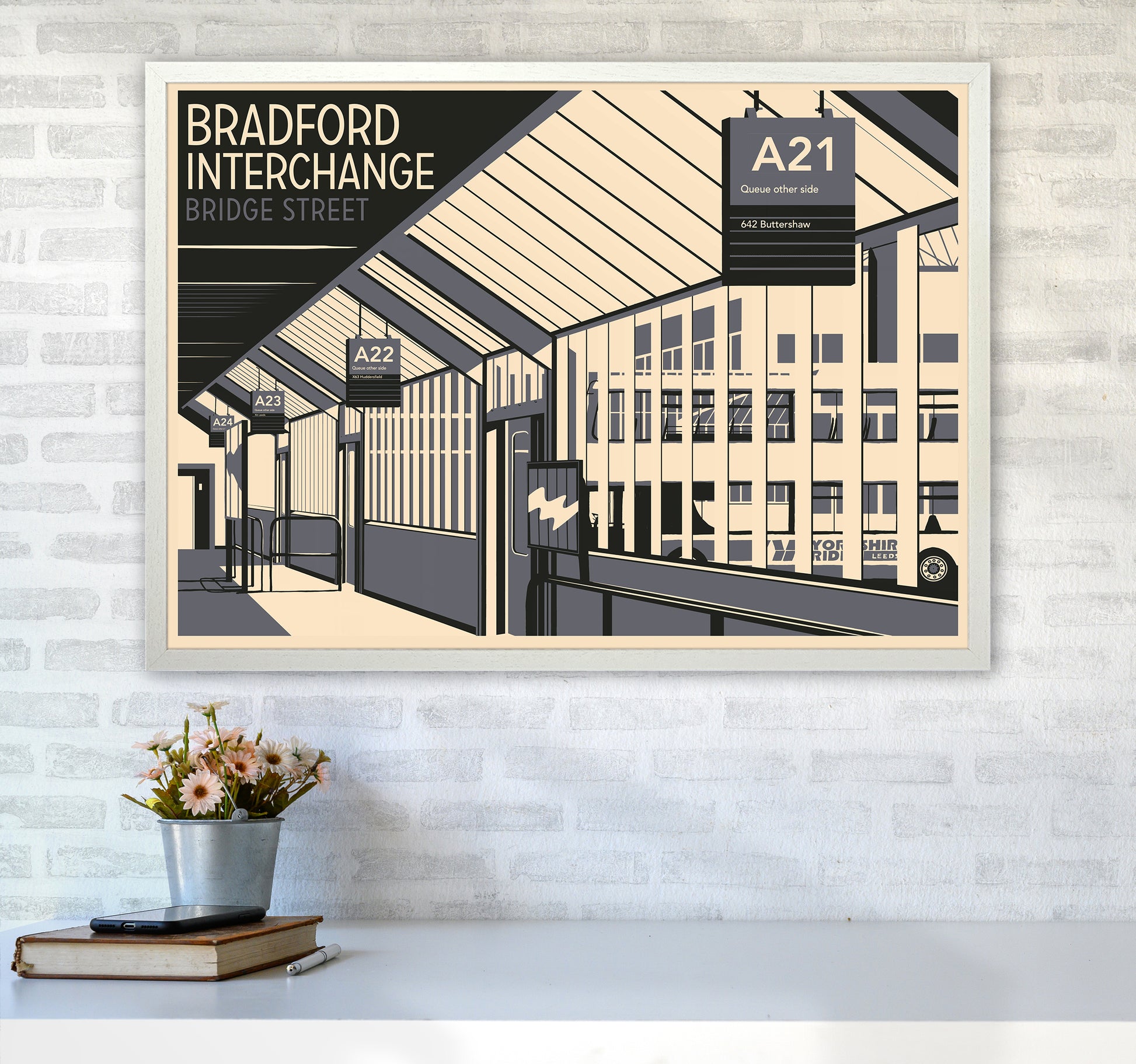 Bradford Interchange, Bridge Street Travel Art Print by Richard O'Neill A1 Oak Frame