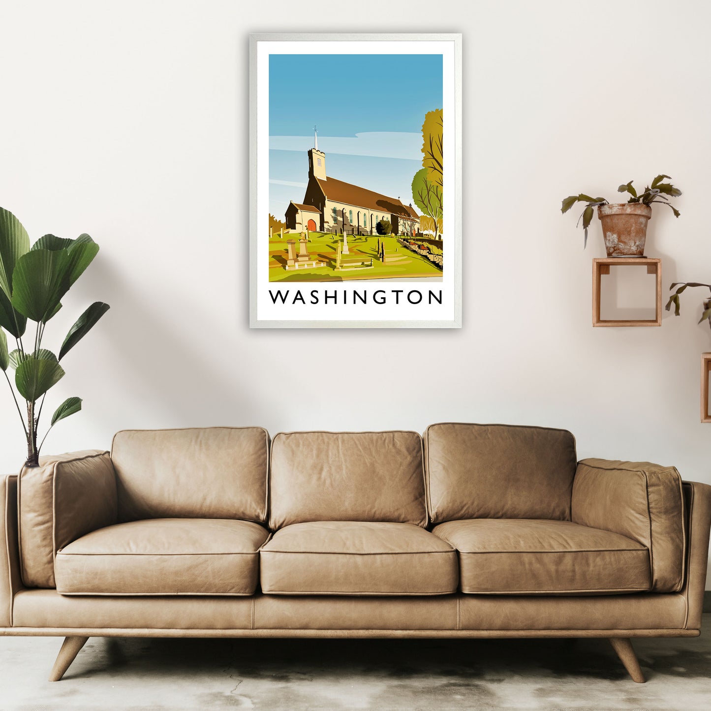 Washington Portrait Travel Art Print by Richard O'Neill A1 Oak Frame