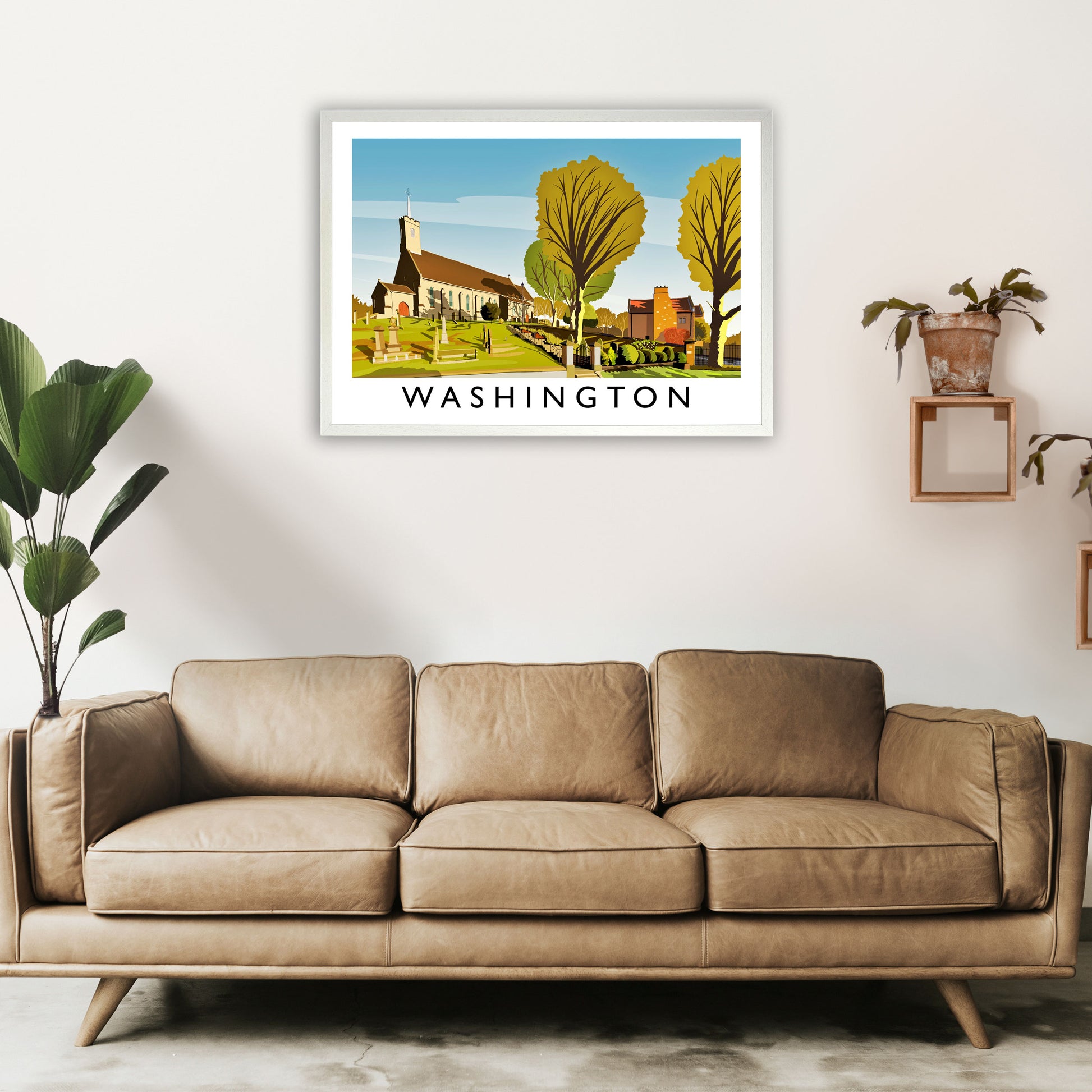 Washington Travel Art Print by Richard O'Neill A1 Oak Frame