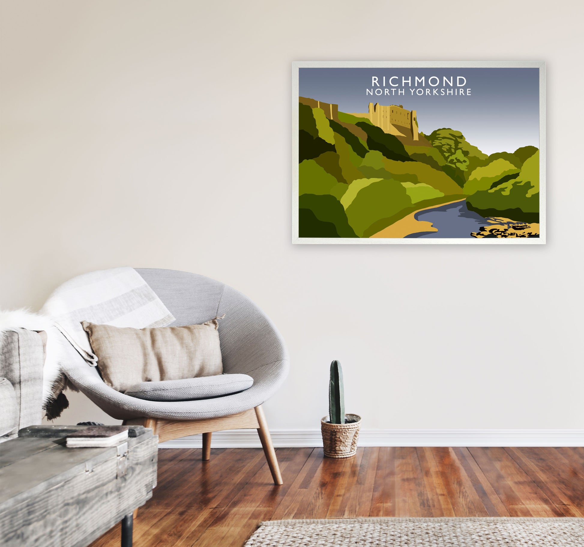 Richmond North Yorkshire Art Print by Richard O'Neill A1 Oak Frame