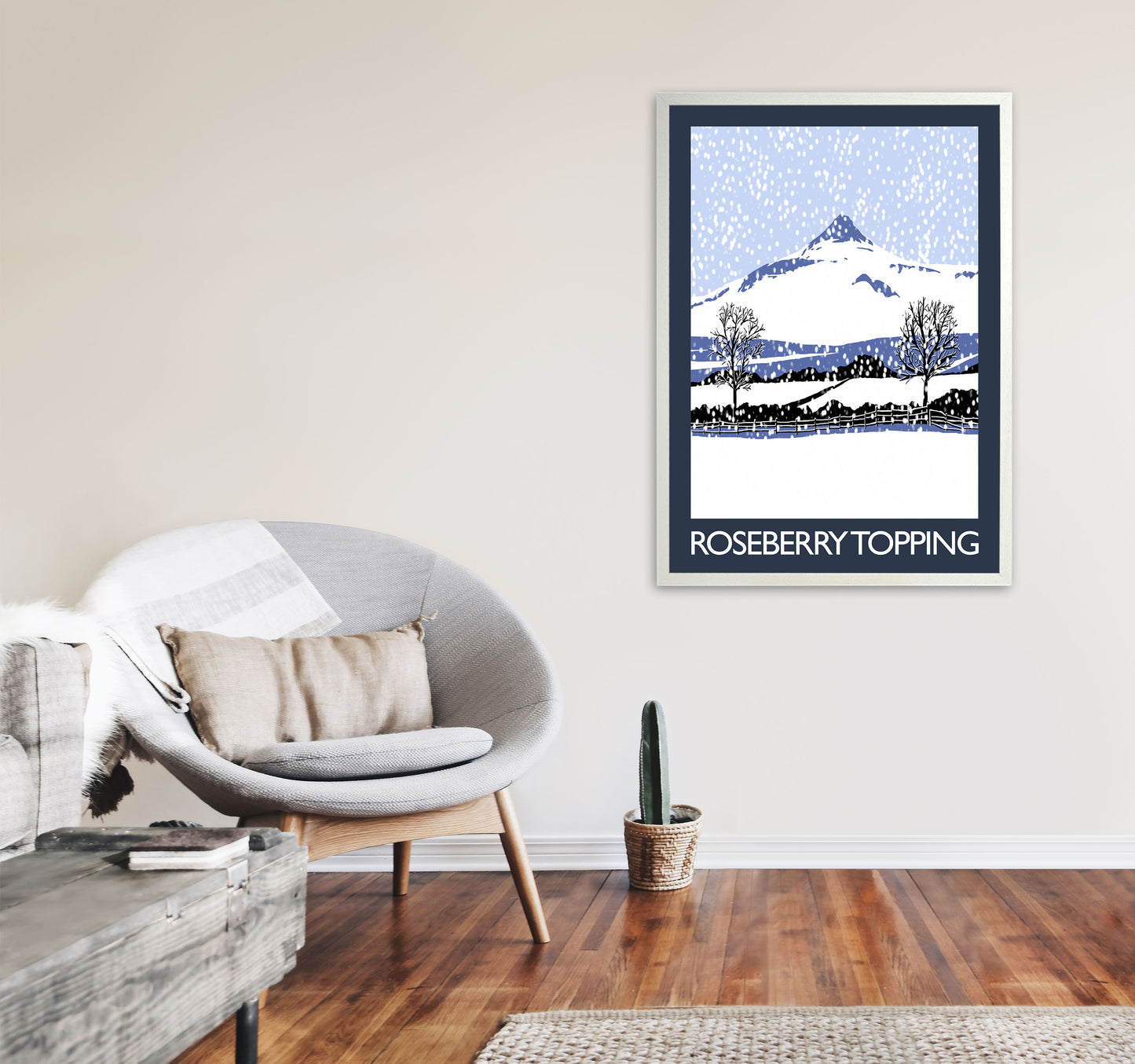 Roseberry Topping Art Print by Richard O'Neill A1 Oak Frame
