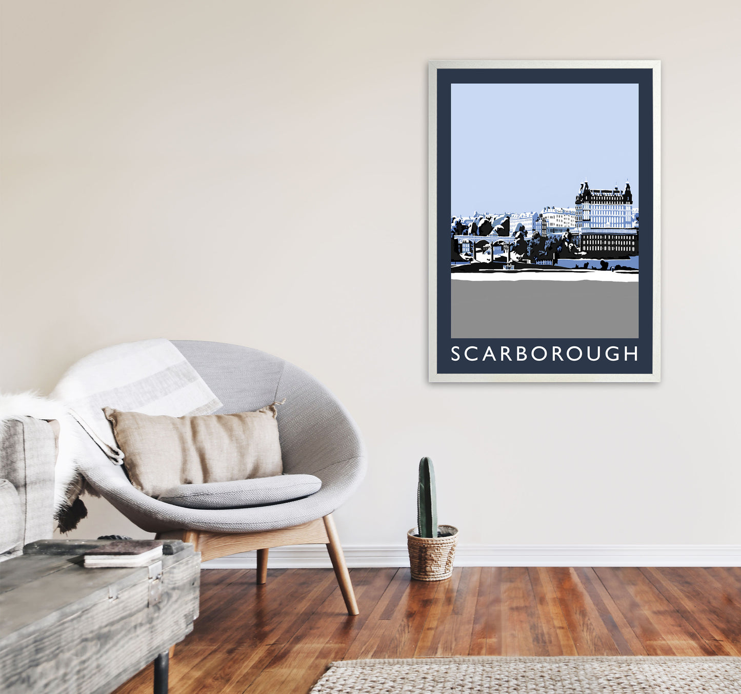 Scarborough by Richard O'Neill Yorkshire Art Print, Vintage Travel Poster A1 Oak Frame