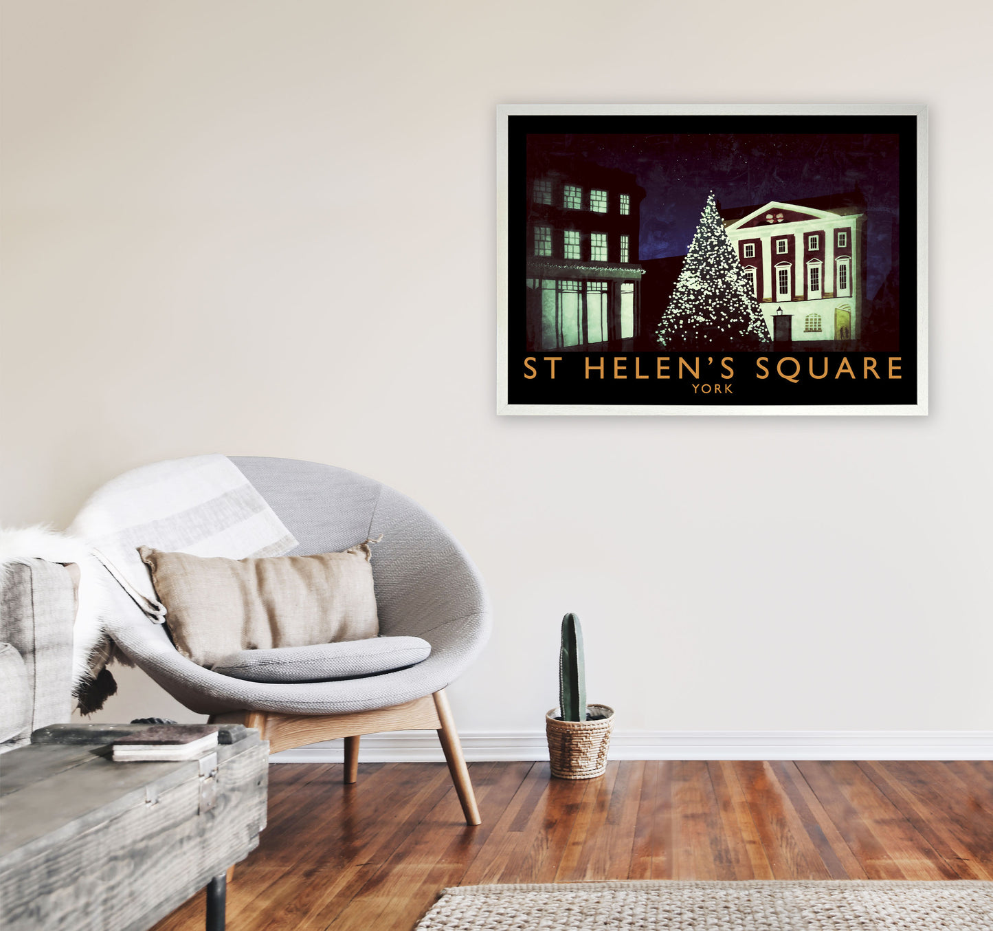 St Helen's Square Art Print by Richard O'Neill A1 Oak Frame