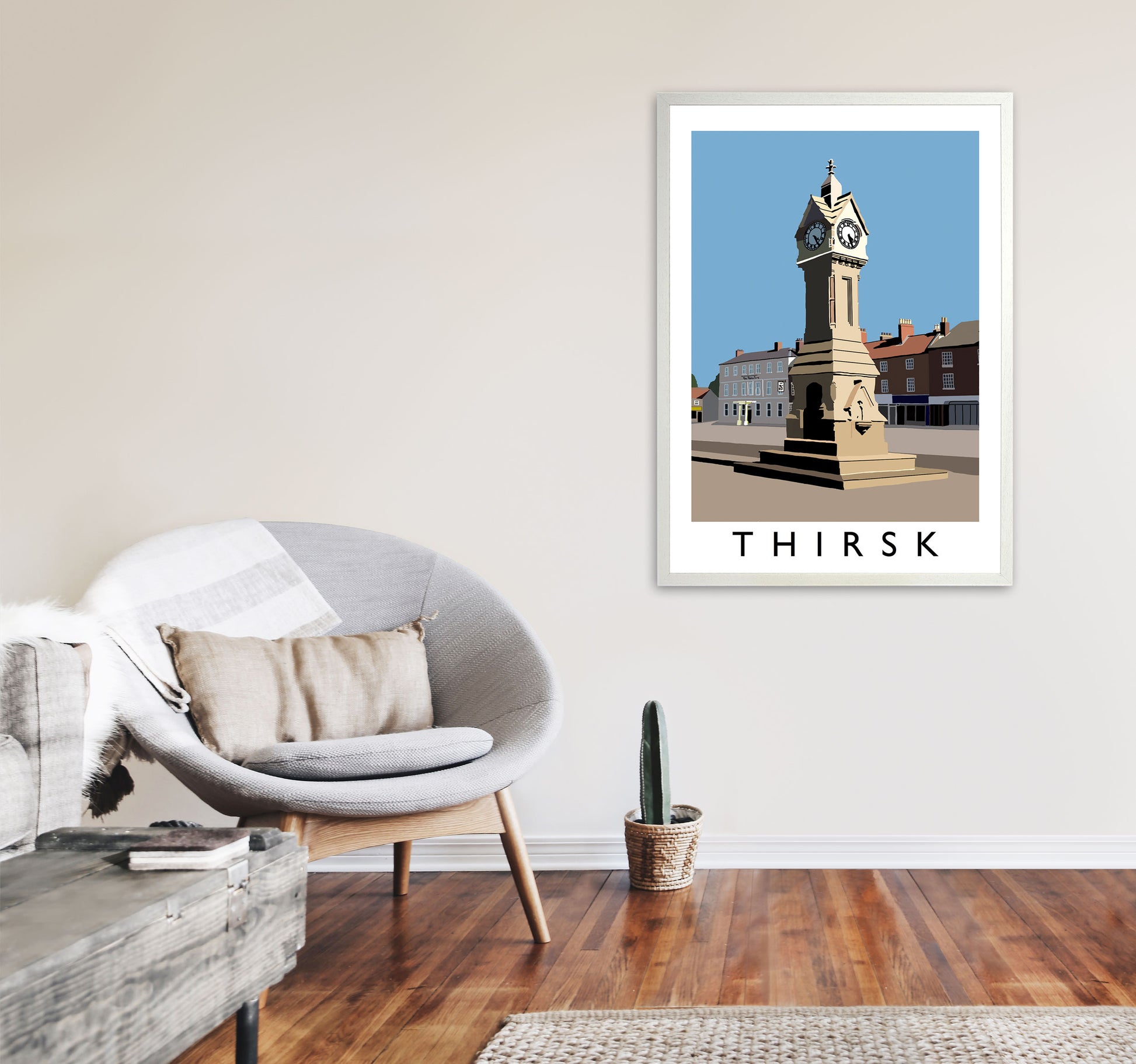 Thirsk by Richard O'Neill Yorkshire Art Print, Vintage Travel Poster A1 Oak Frame