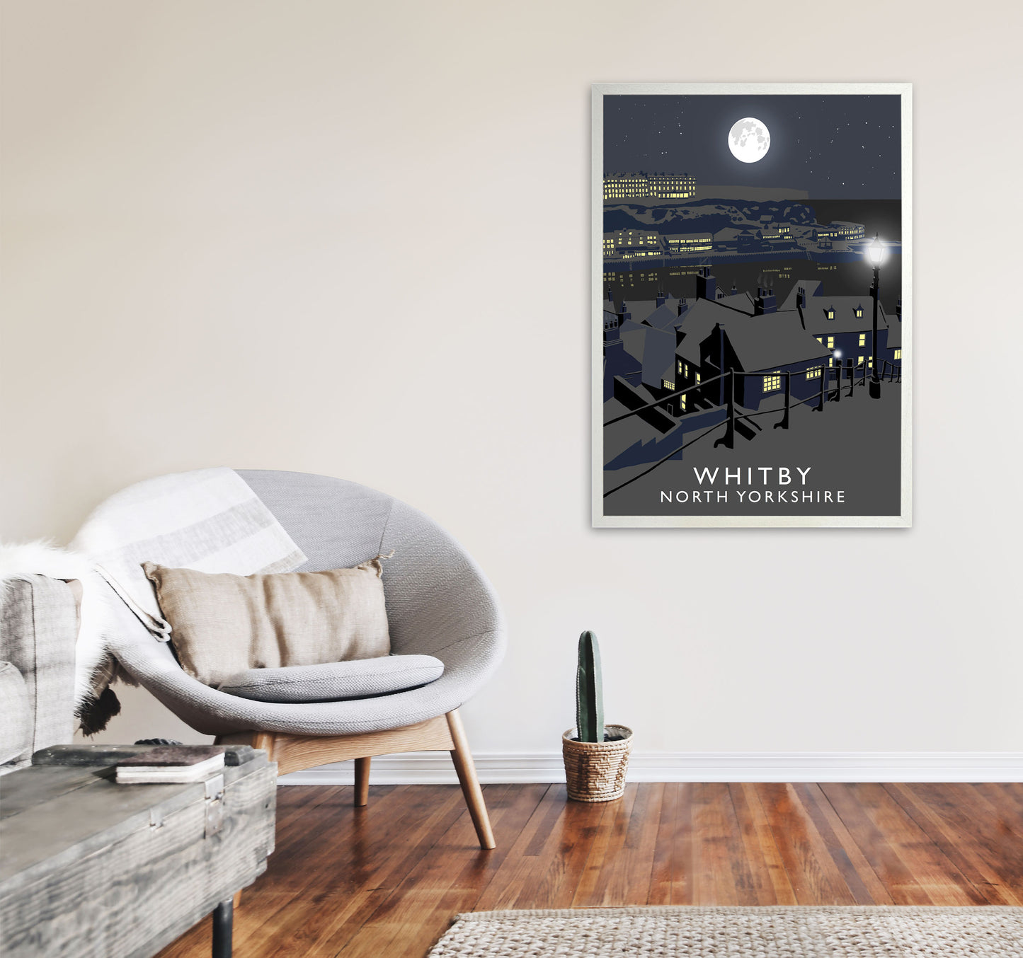 Whitby by Richard O'Neill Yorkshire Art Print, Vintage Travel Poster A1 Oak Frame