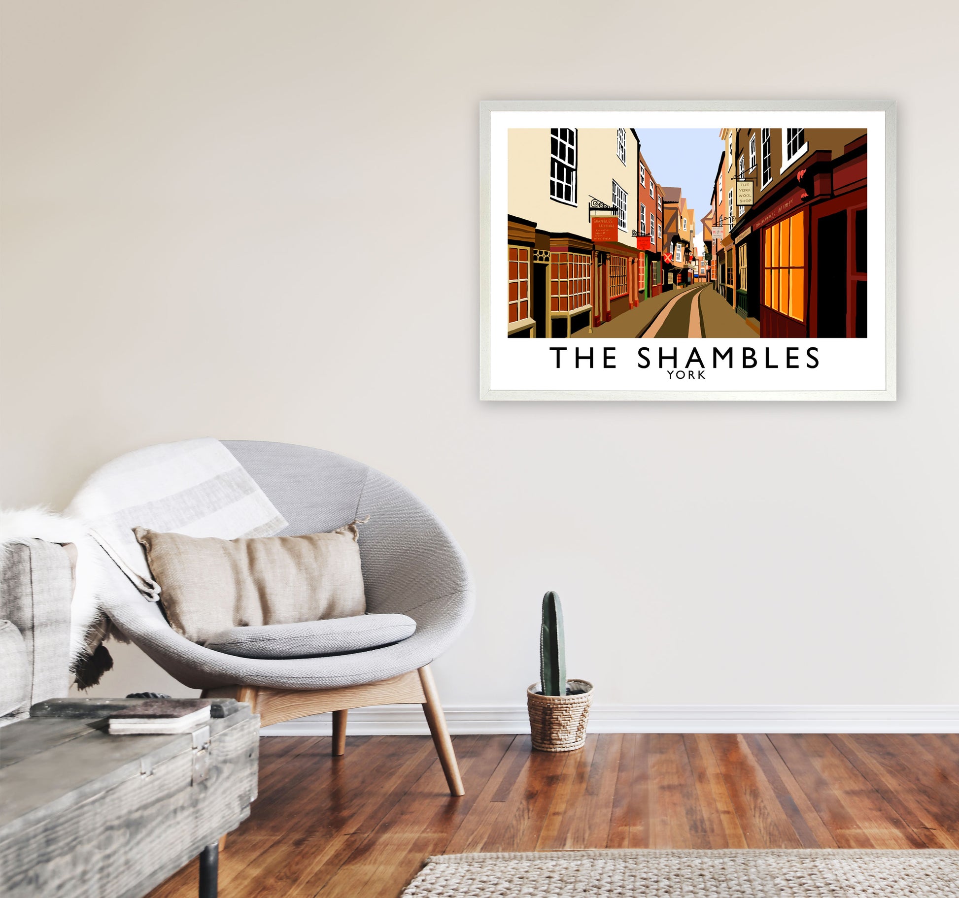 The Shambles by Richard O'Neill Yorkshire Art Print, Vintage Travel Poster A1 Oak Frame