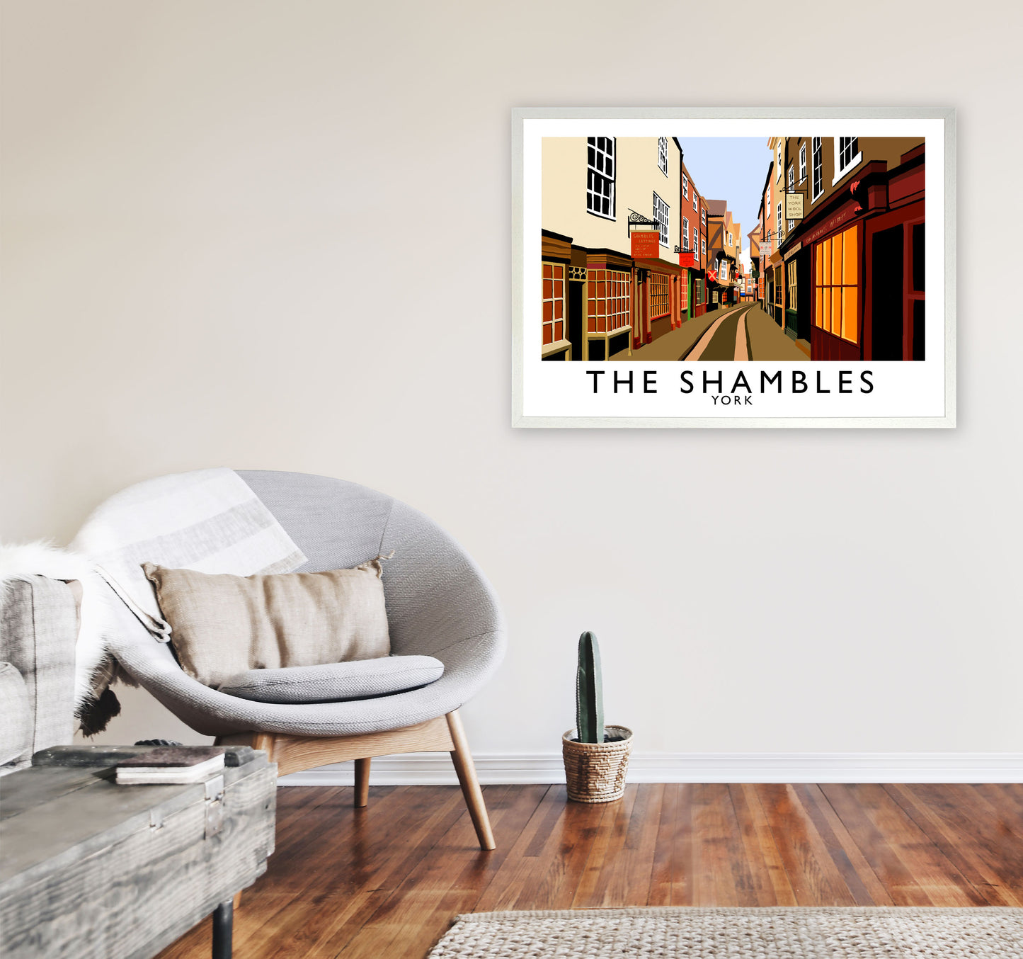The Shambles by Richard O'Neill Yorkshire Art Print, Vintage Travel Poster A1 Oak Frame