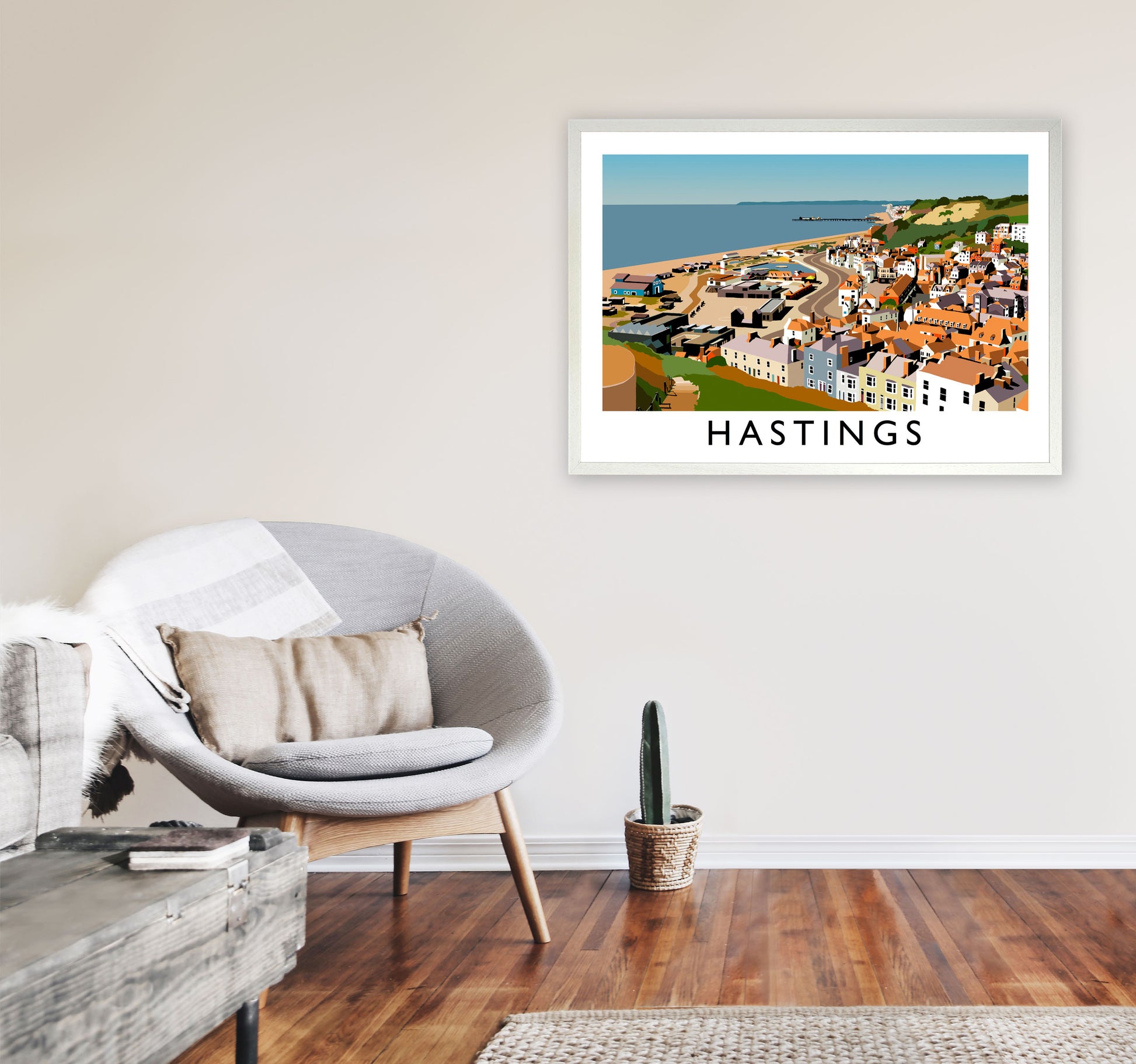 Hastings Framed Digital Art Print by Richard O'Neill A1 Oak Frame