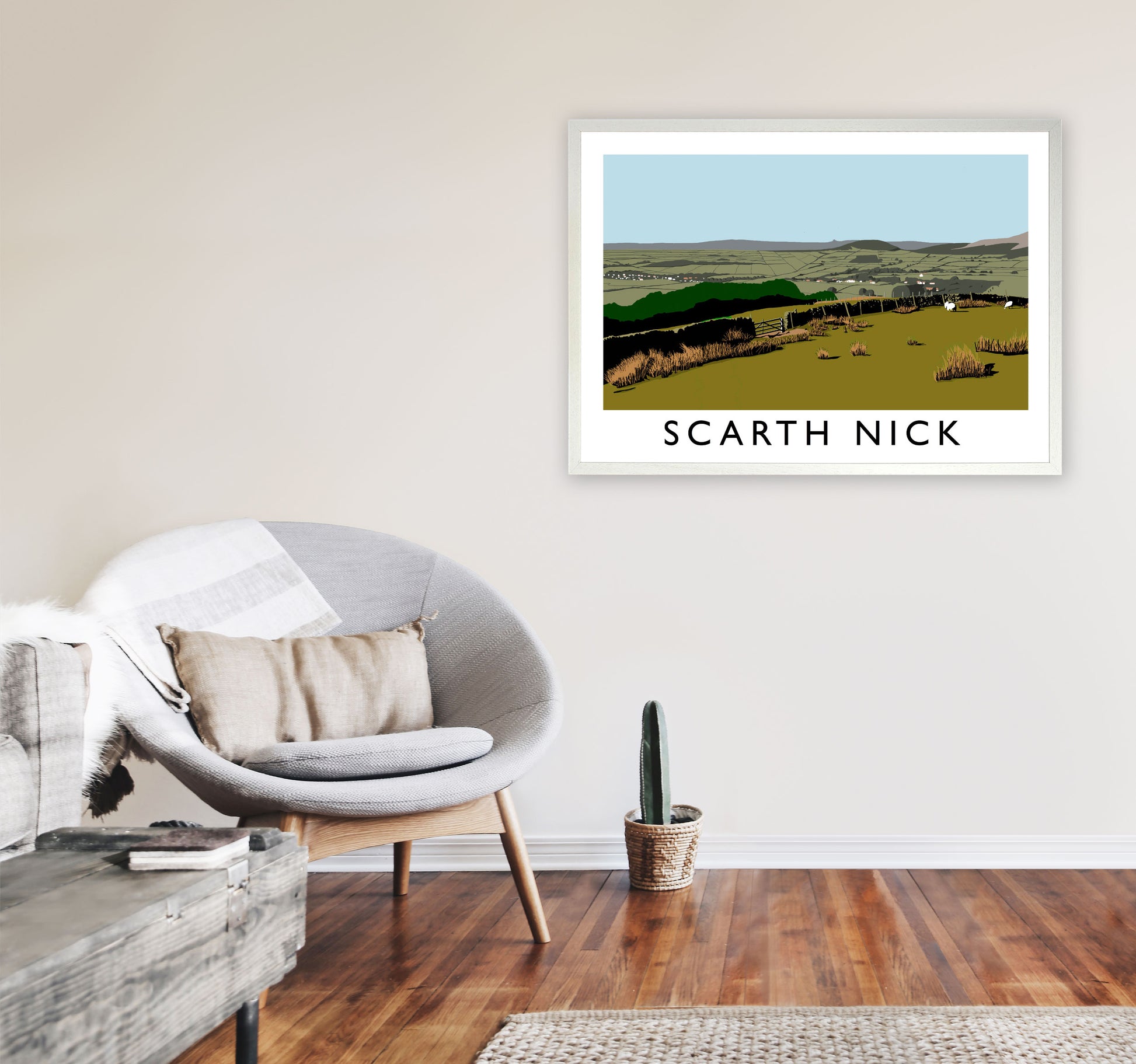 Scarth Nick by Richard O'Neill Yorkshire Art Print, Vintage Travel Poster A1 Oak Frame