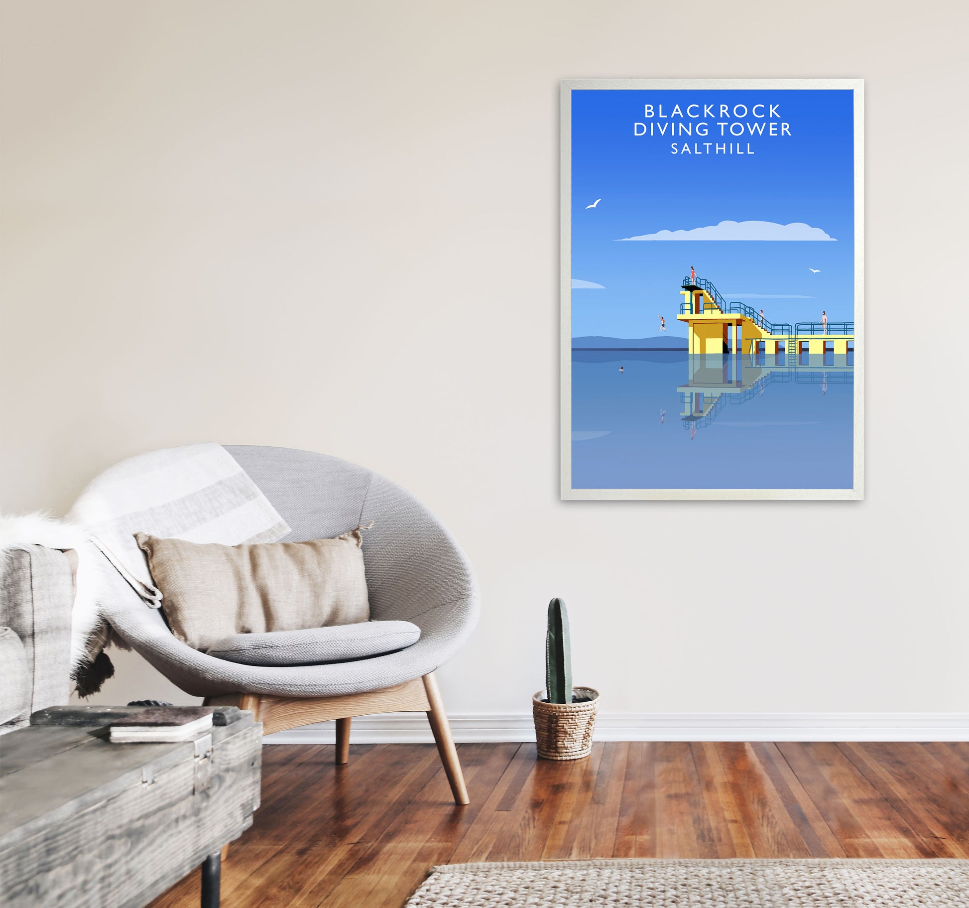 Blackrock Diving Tower (Portrait) by Richard O'Neill A1 Oak Frame