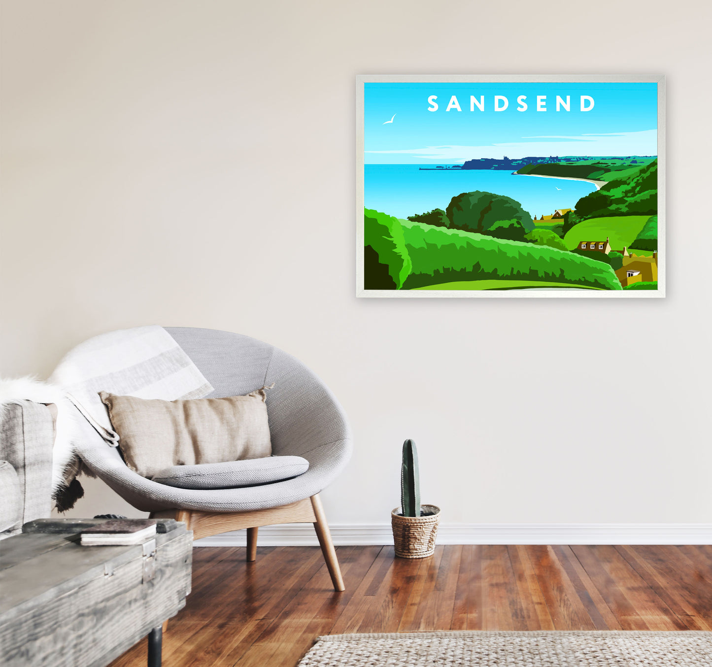 Sandsend Art Print by Richard O'Neill A1 Oak Frame