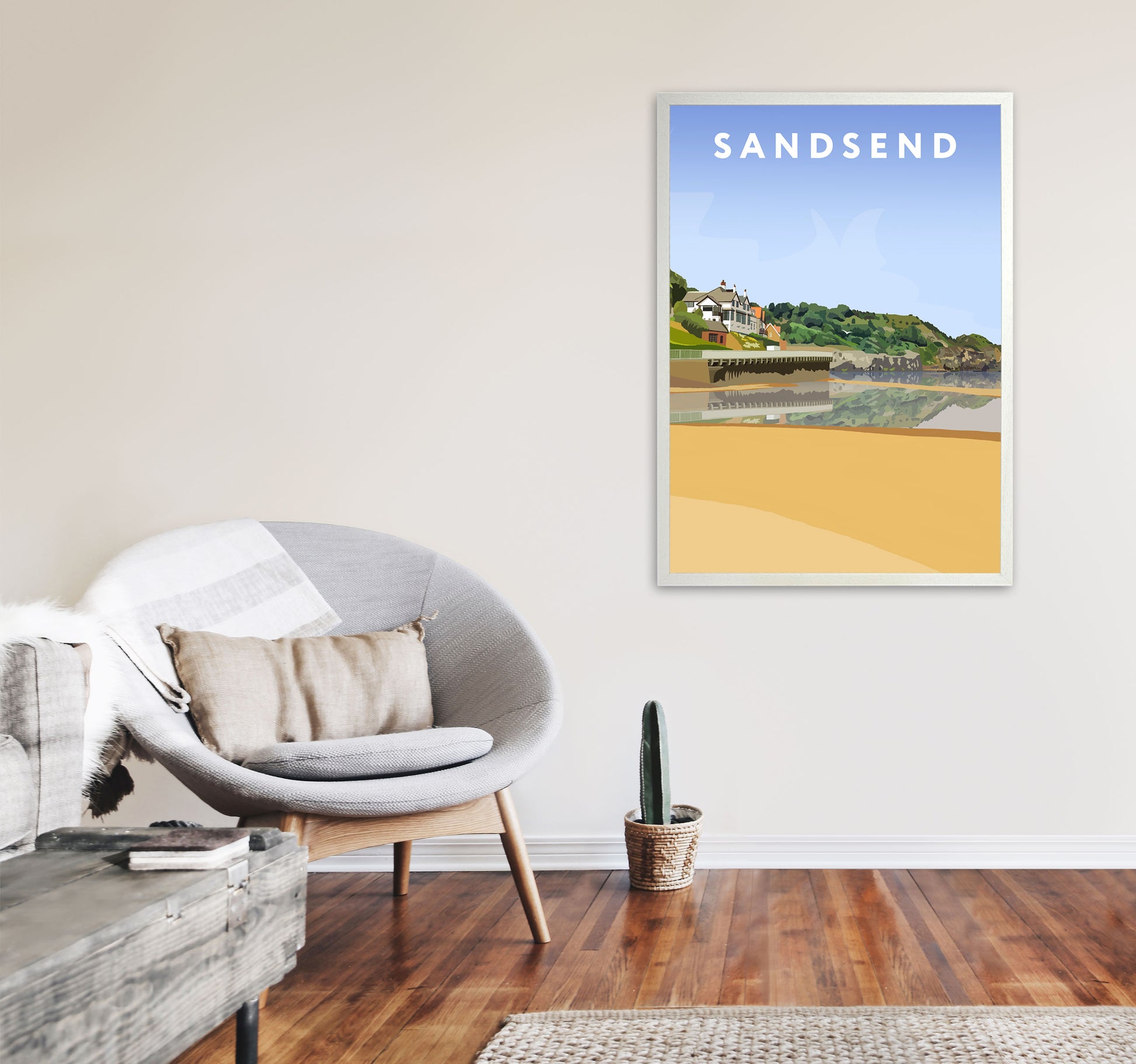 Sandsend4 Portrait by Richard O'Neill A1 Oak Frame