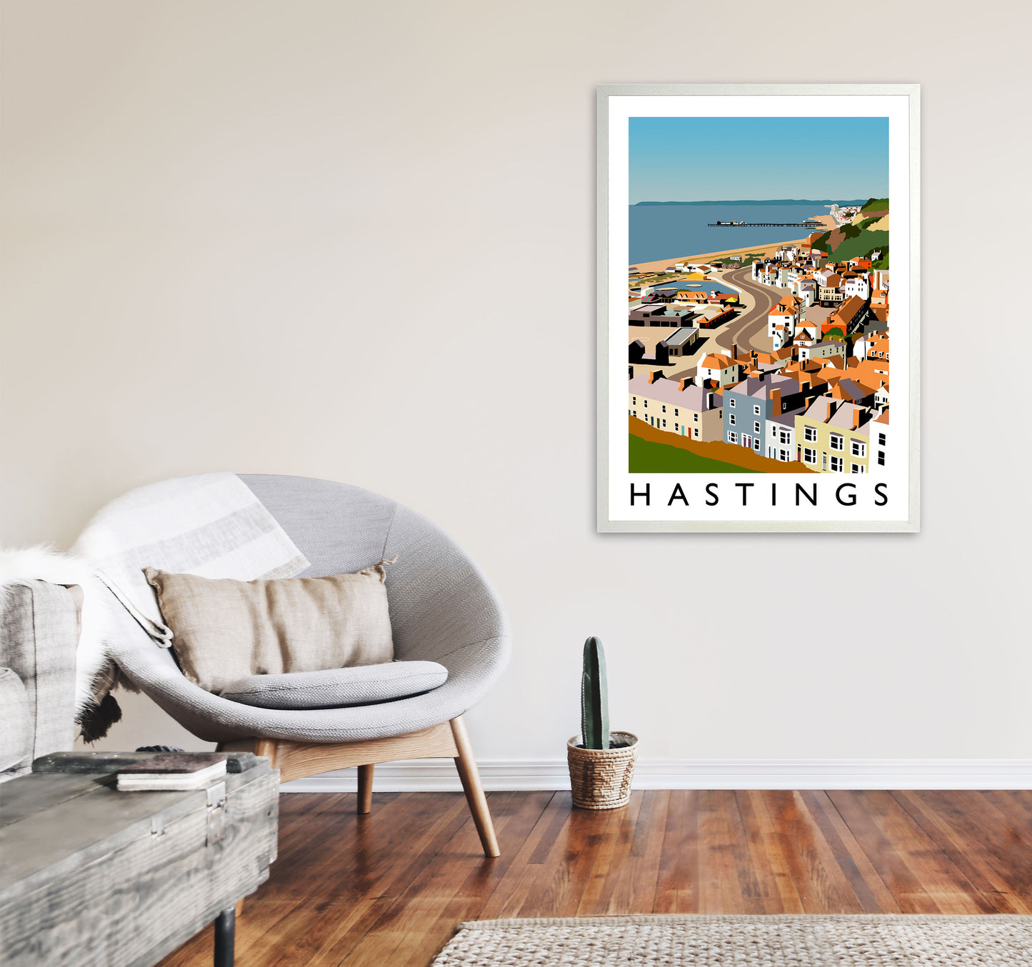 Hastings Framed Digital Art Print by Richard O'Neill A1 Oak Frame