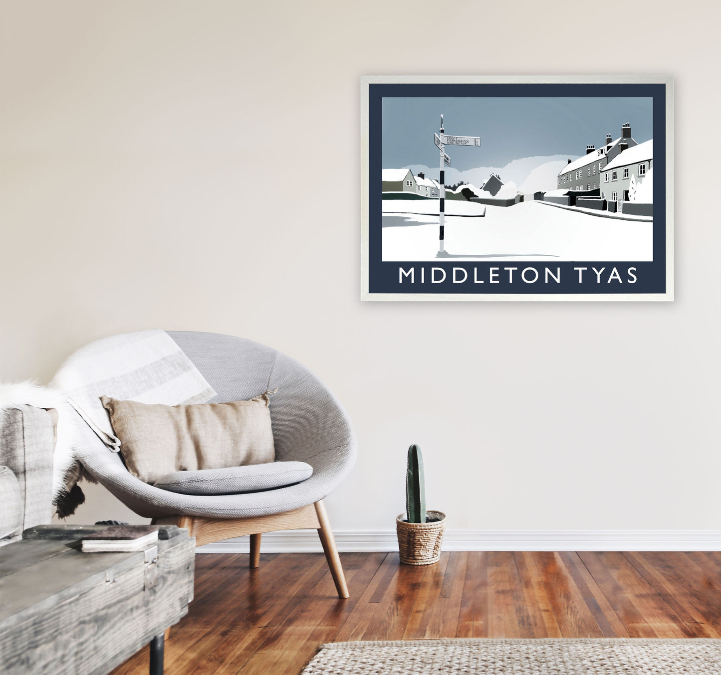 Middleton Tyas Travel Art Print by Richard O'Neill, Framed Wall Art A1 Oak Frame