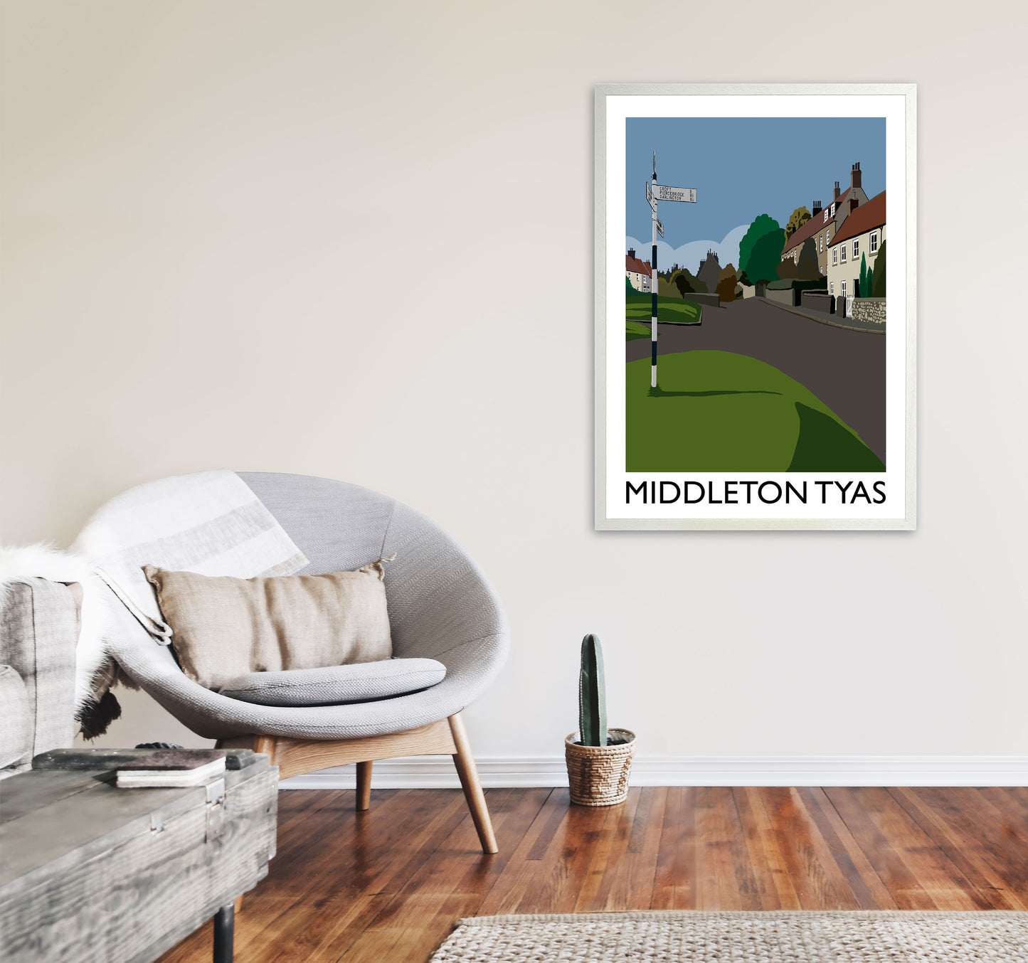 Middleton Tyas Travel Art Print by Richard O'Neill, Framed Wall Art A1 Oak Frame