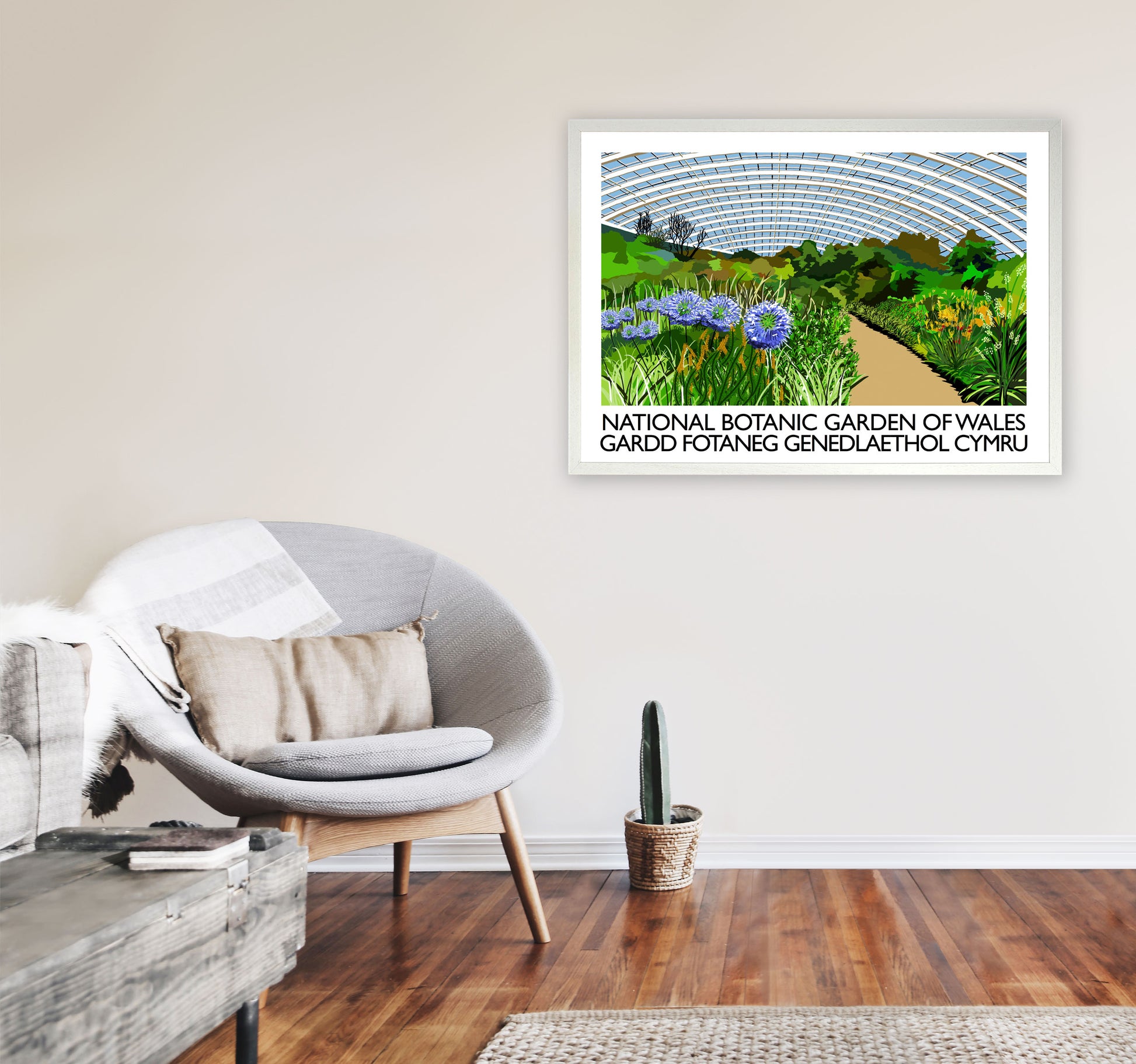 National Botanic Garden of Wales Travel Art Print by Richard O'Neill A1 Oak Frame