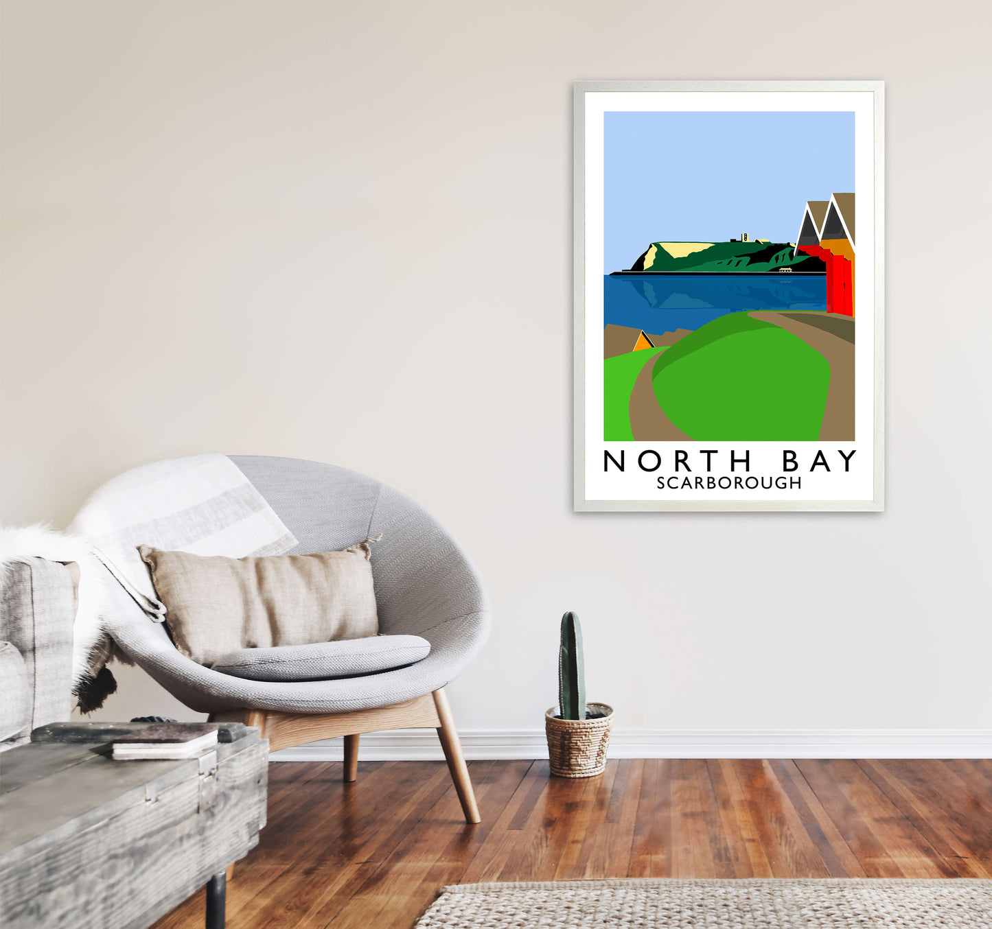 North Bay Scarborough Travel Art Print by Richard O'Neill, Framed Wall Art A1 Oak Frame