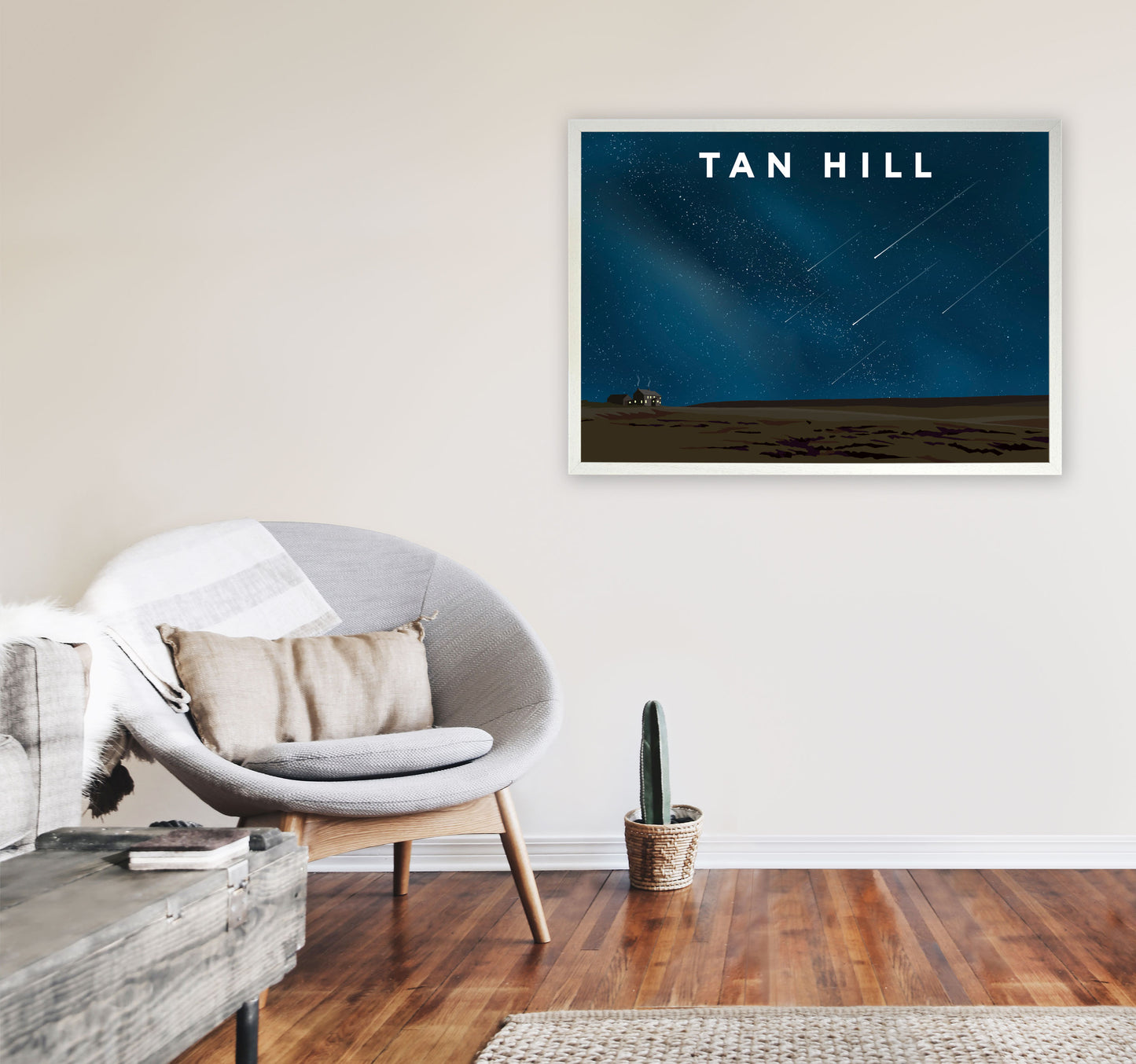 Tan Hill Travel Art Print by Richard O'Neill, Framed Wall Art A1 Oak Frame