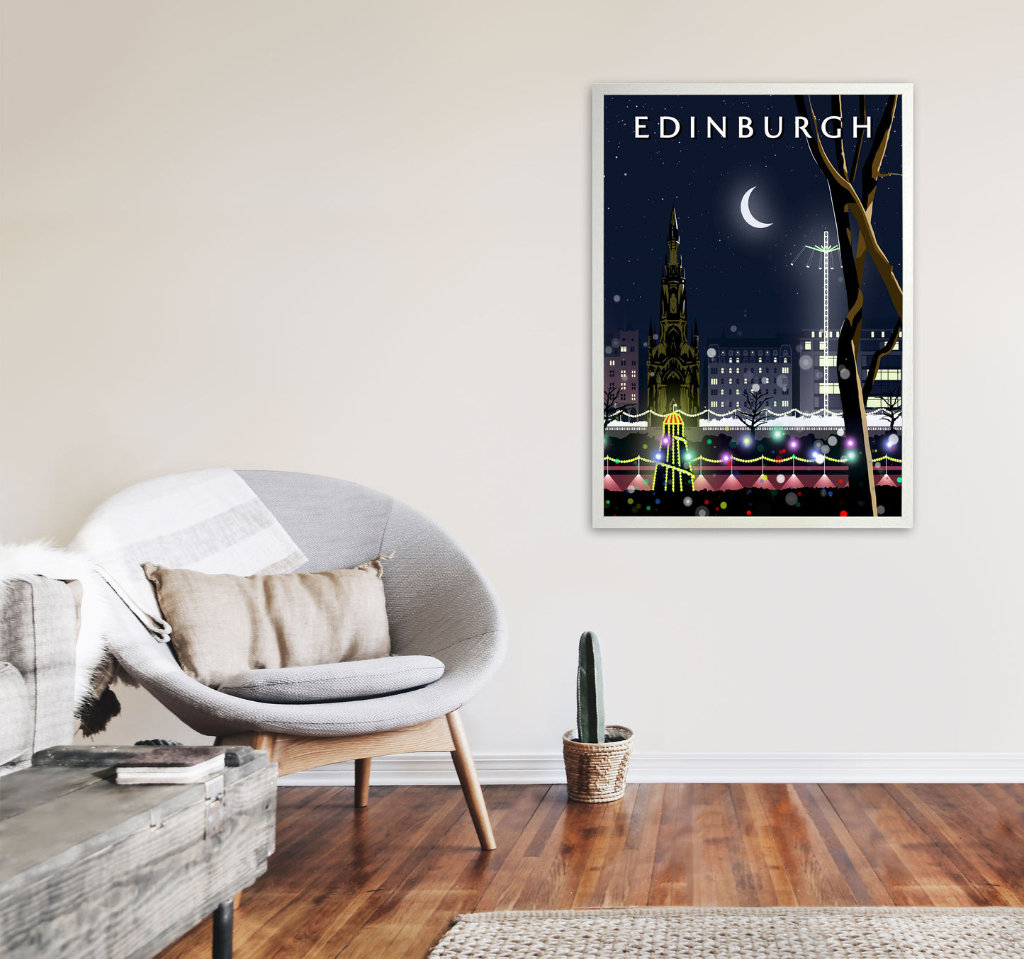 Edinburgh Night Portrait by Richard O'Neill A1 Oak Frame