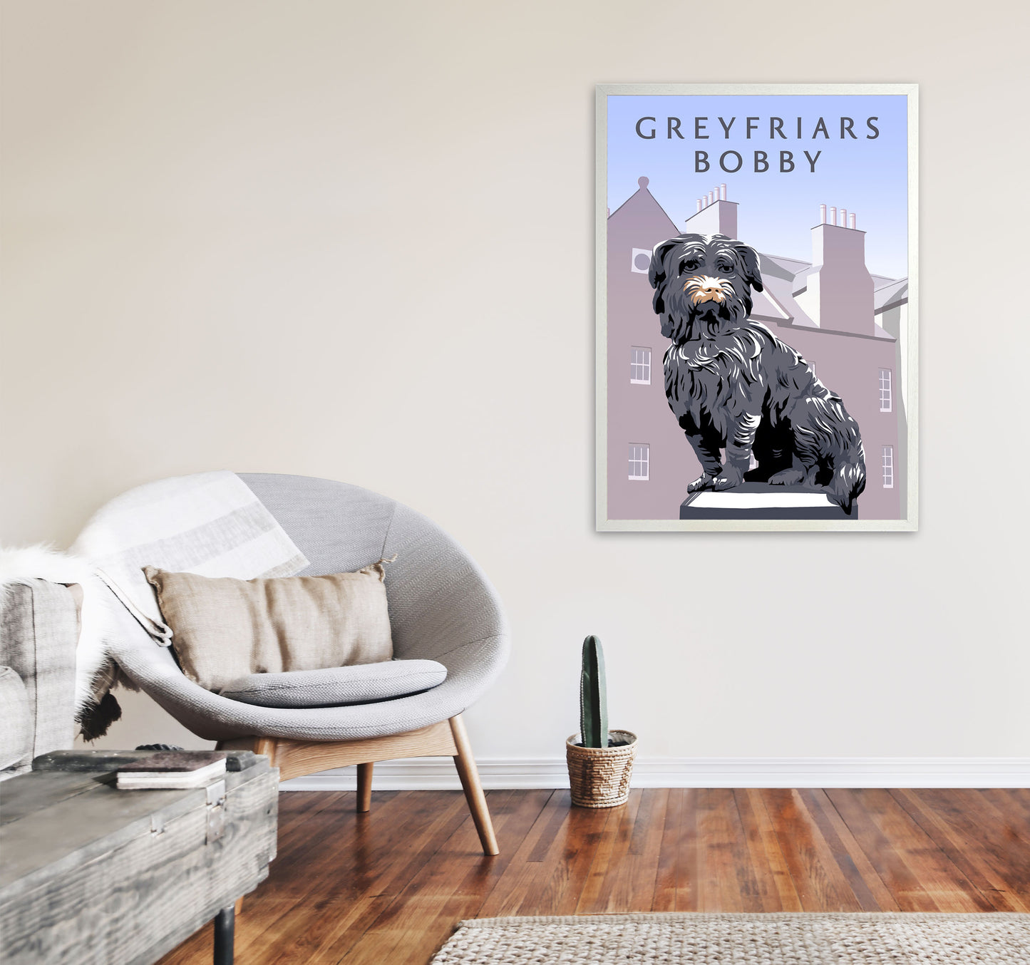 Greyfriars Bobby Portrait by Richard O'Neill A1 Oak Frame
