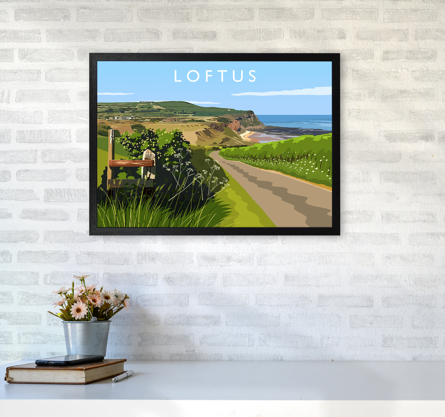 Loftus Travel Art Print by Richard O'Neill A2 White Frame