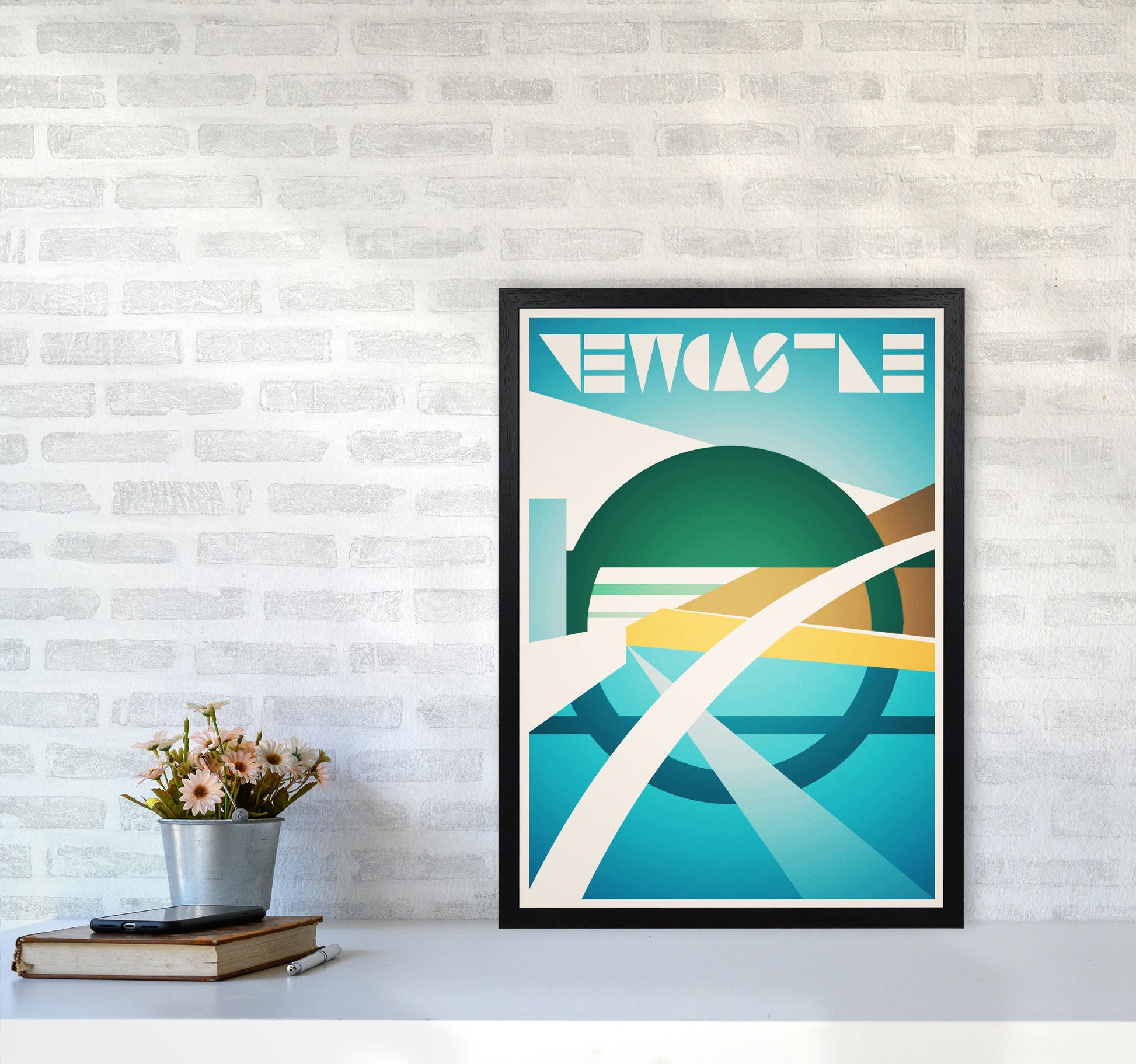 Newcastle 2 Travel Art Print by Richard O'Neill A2 White Frame