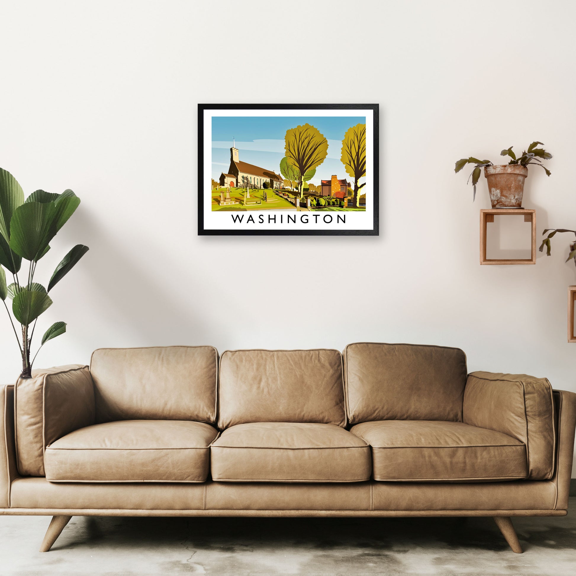 Washington Travel Art Print by Richard O'Neill A2 White Frame