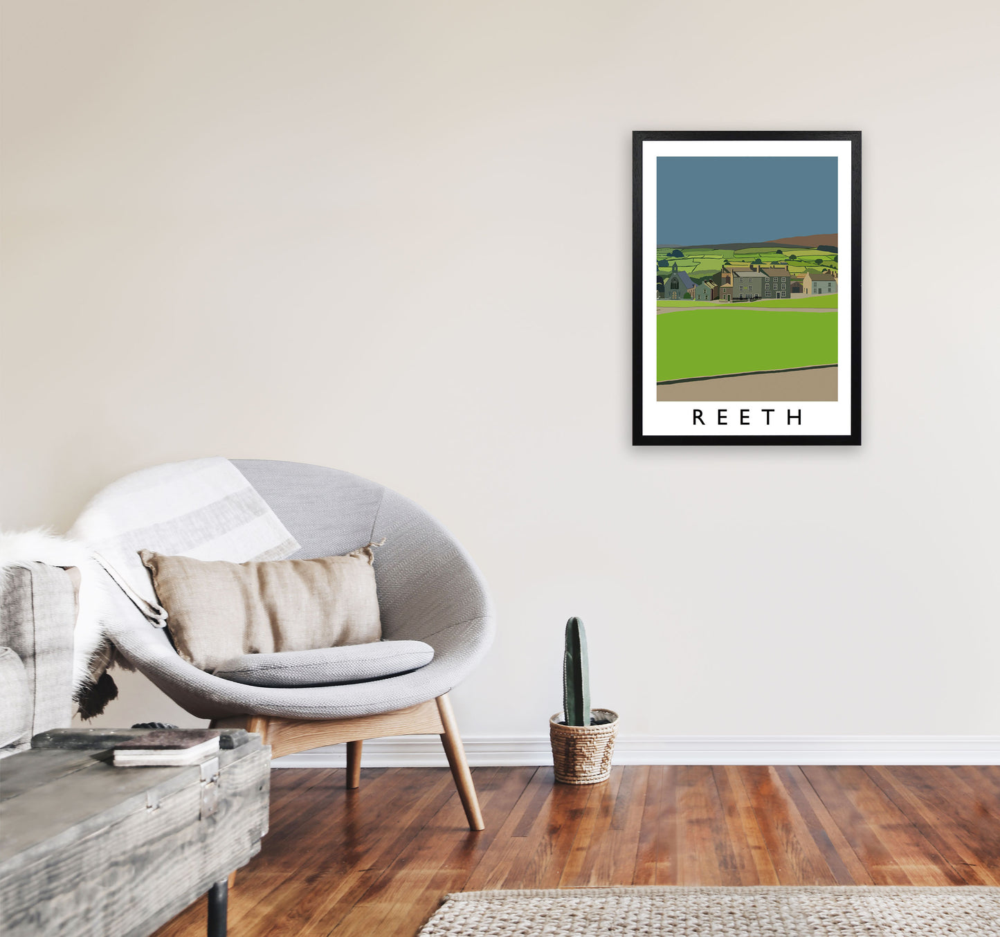 Reeth Art Print by Richard O'Neill A2 White Frame