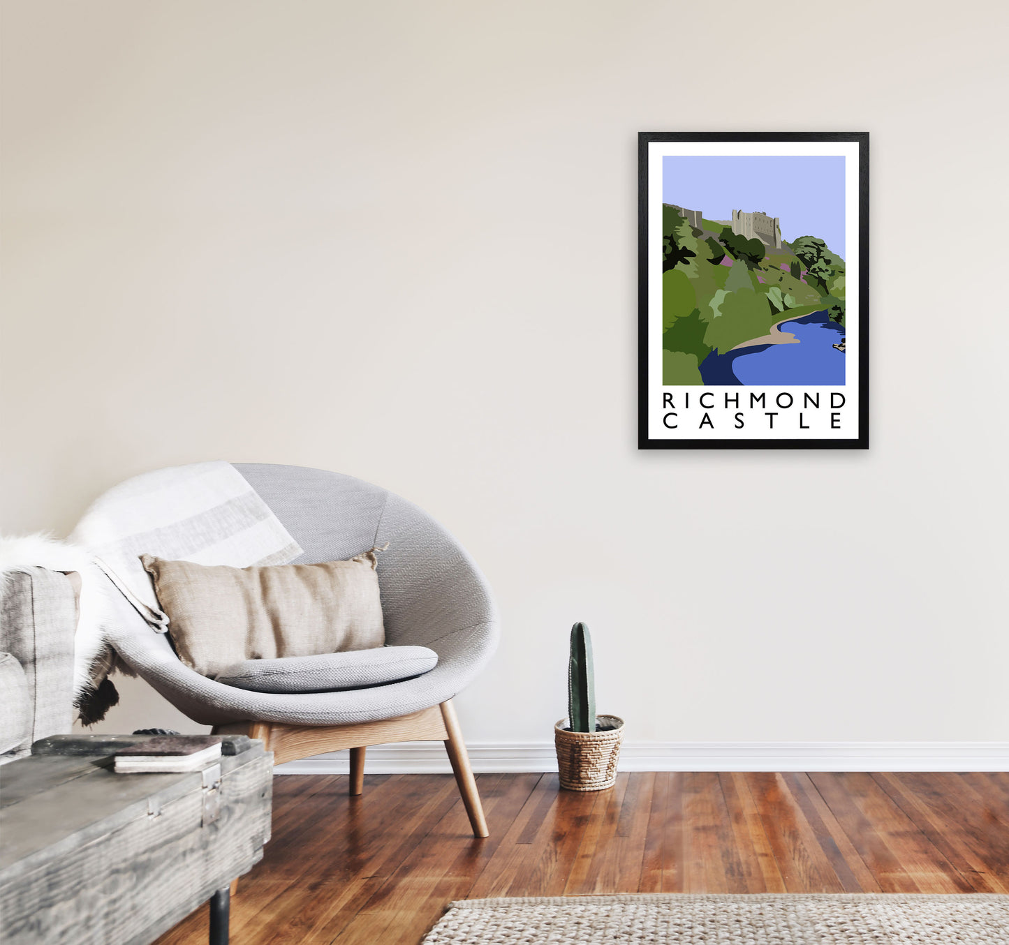 Richmond Castle Art Print by Richard O'Neill A2 White Frame