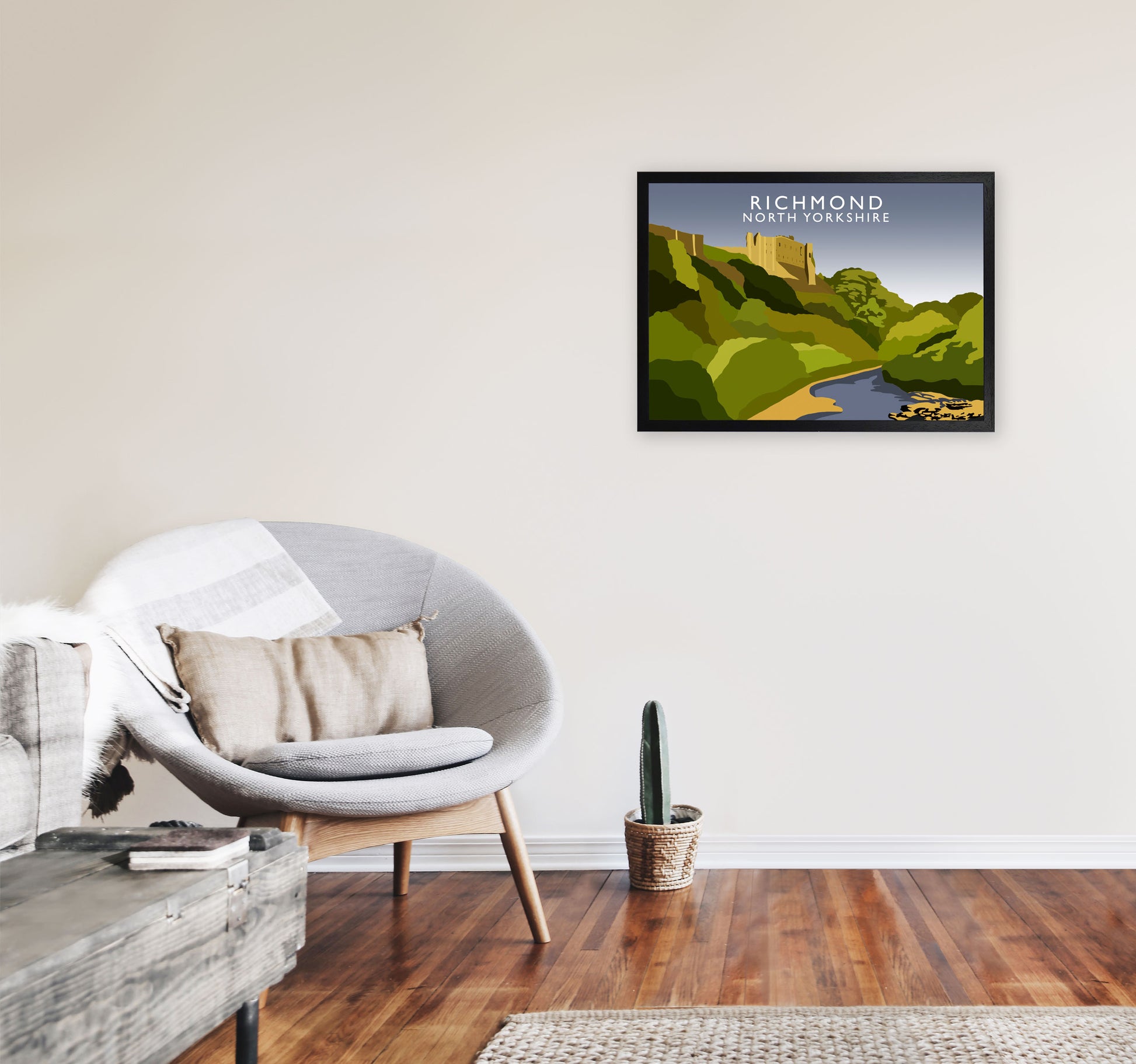 Richmond North Yorkshire Art Print by Richard O'Neill A2 White Frame