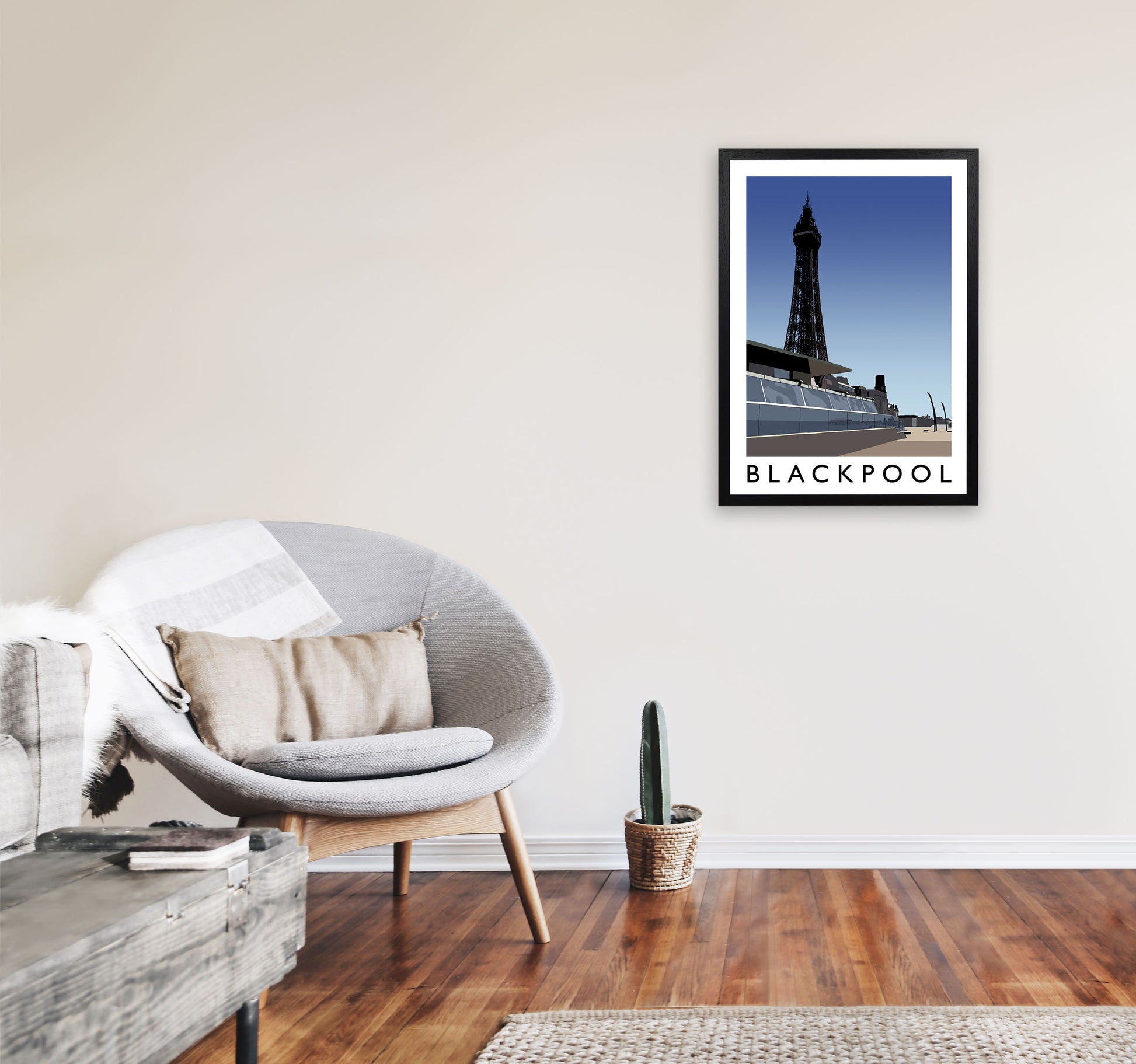 Blackpool by Richard O'Neill A2 White Frame